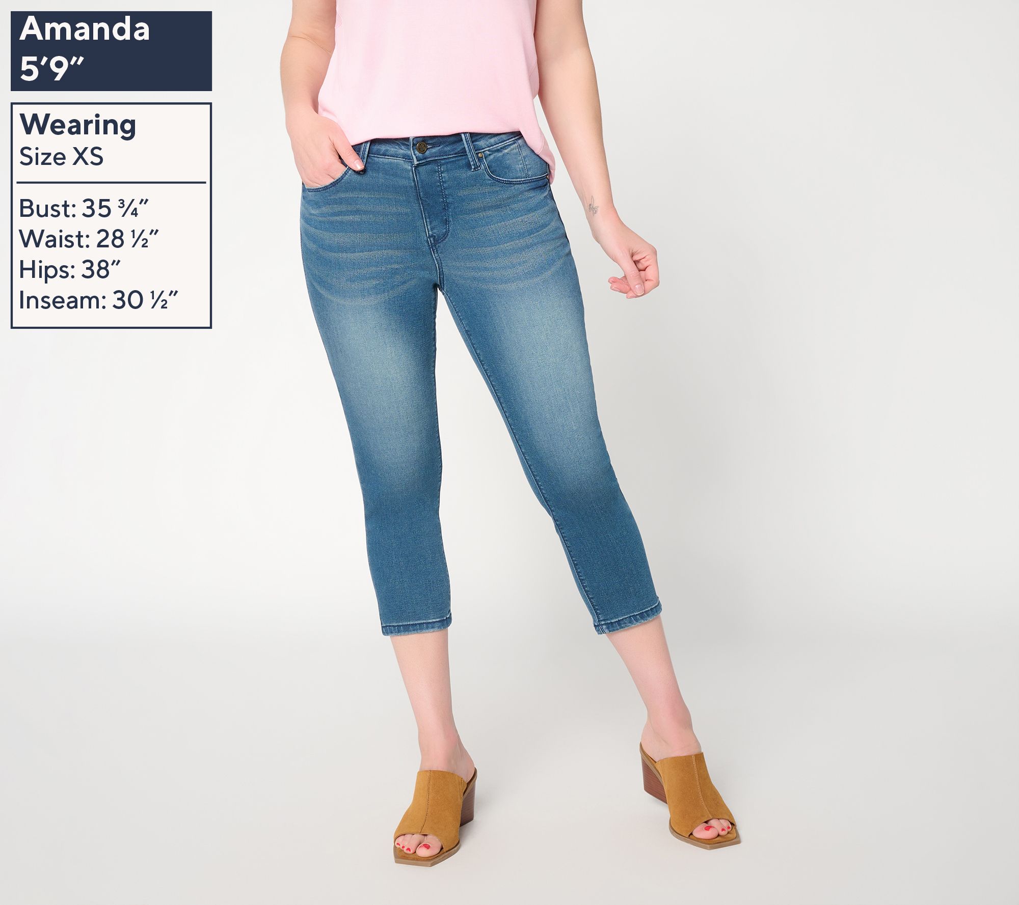 Felt Denim by Laurie Felt Regular Silky Denim Capri Pull On Jean