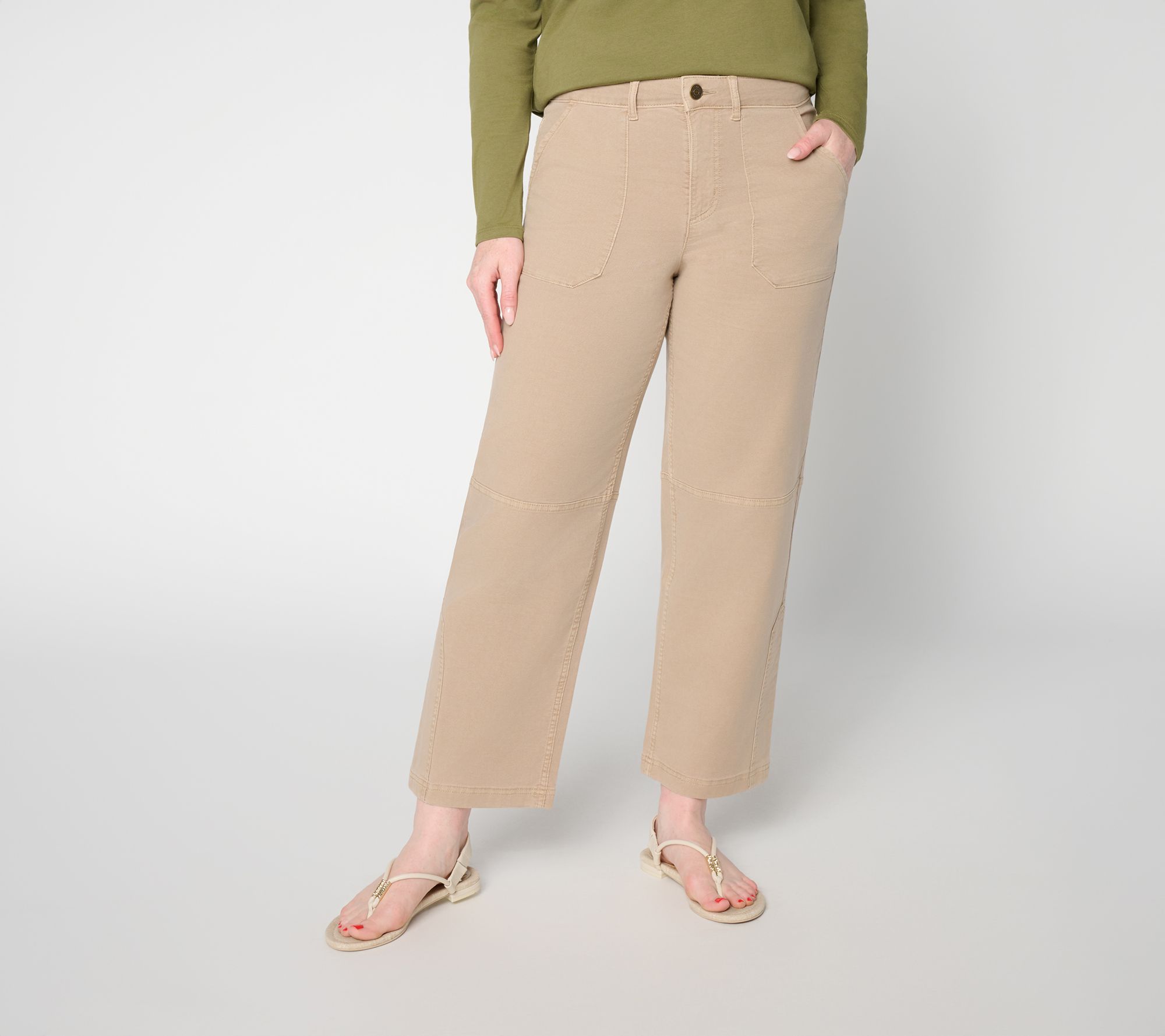 LOGO by Lori Goldstein Regular Straight Ankle Seamed Pants