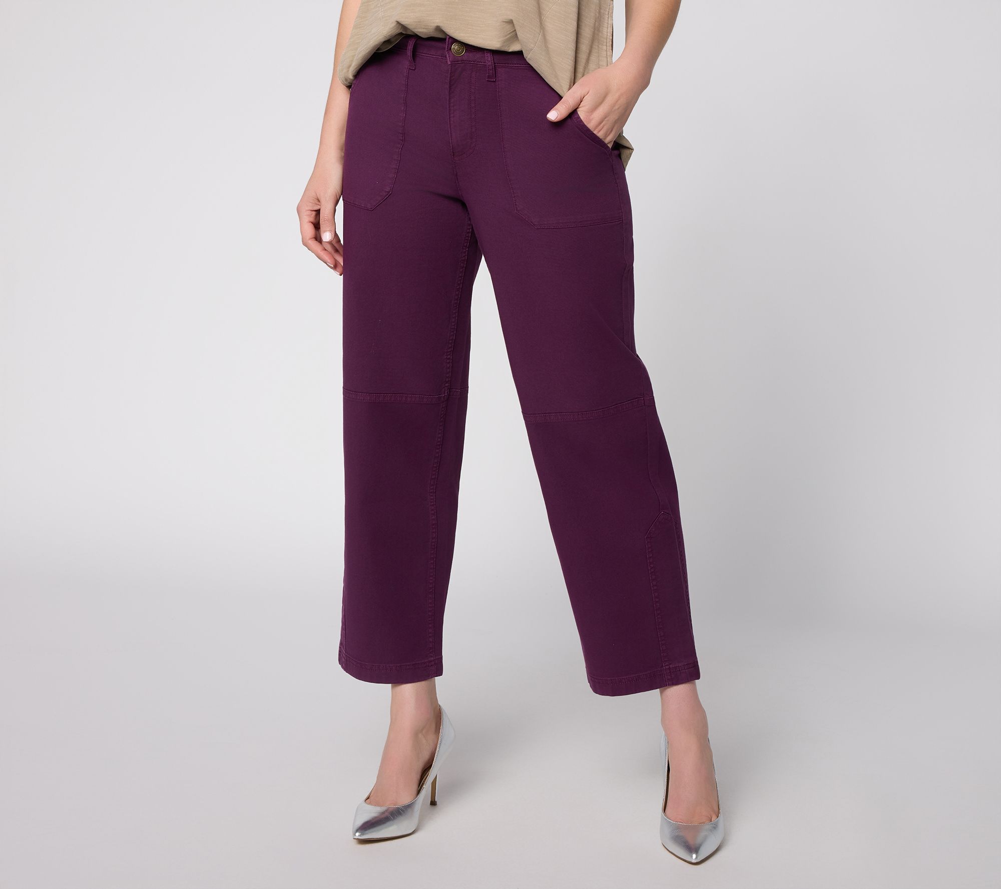 LOGO by Lori Goldstein Regular Straight Ankle Seamed Pants