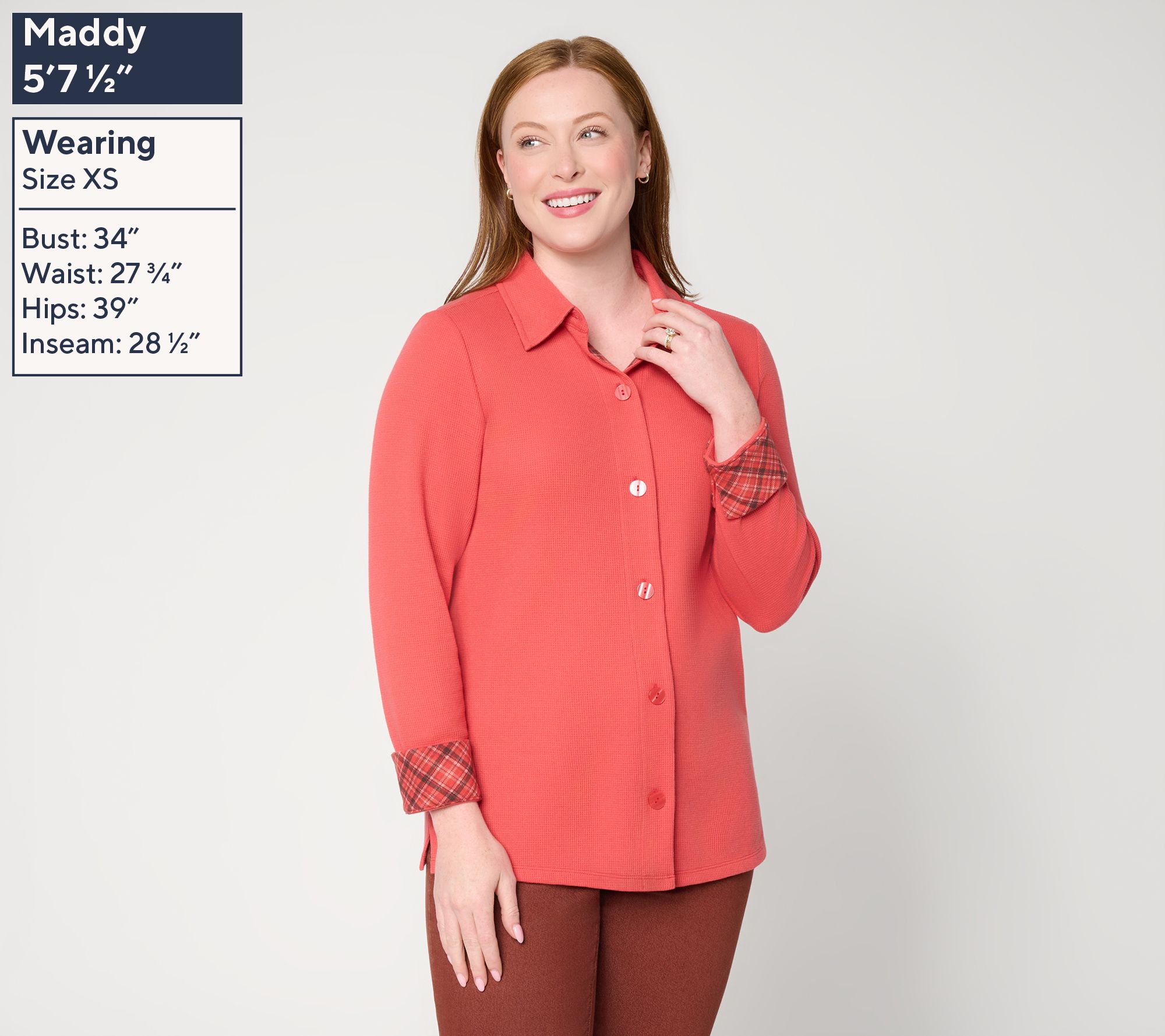 Denim & Co. Waffle Knit Button Front Long Sleeve Shirt | QVC