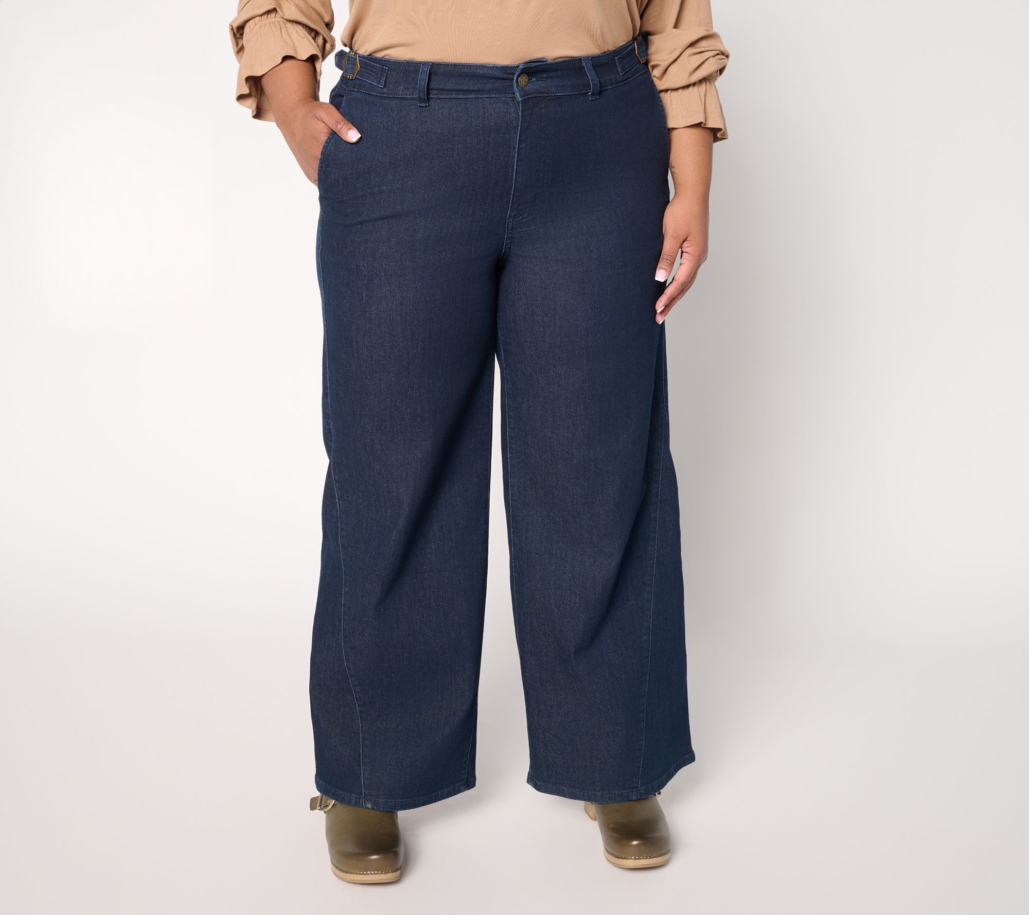 "As Is" Me by Jennie Garth Reg Two Tone Wide Leg Jean