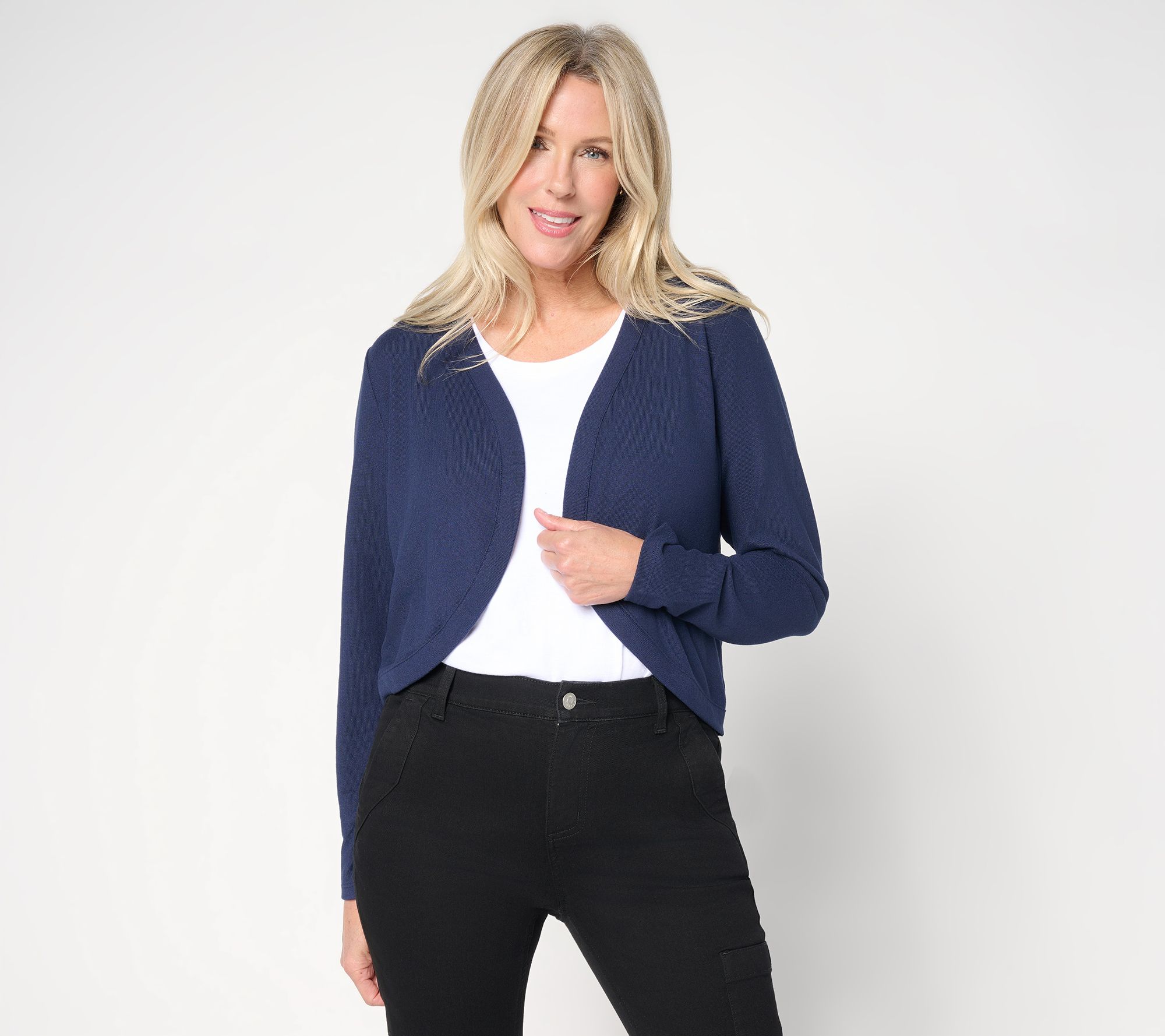 "As Is" Denim & Co. Heavenly Jersey Long Sleeve Shrug Cardigan