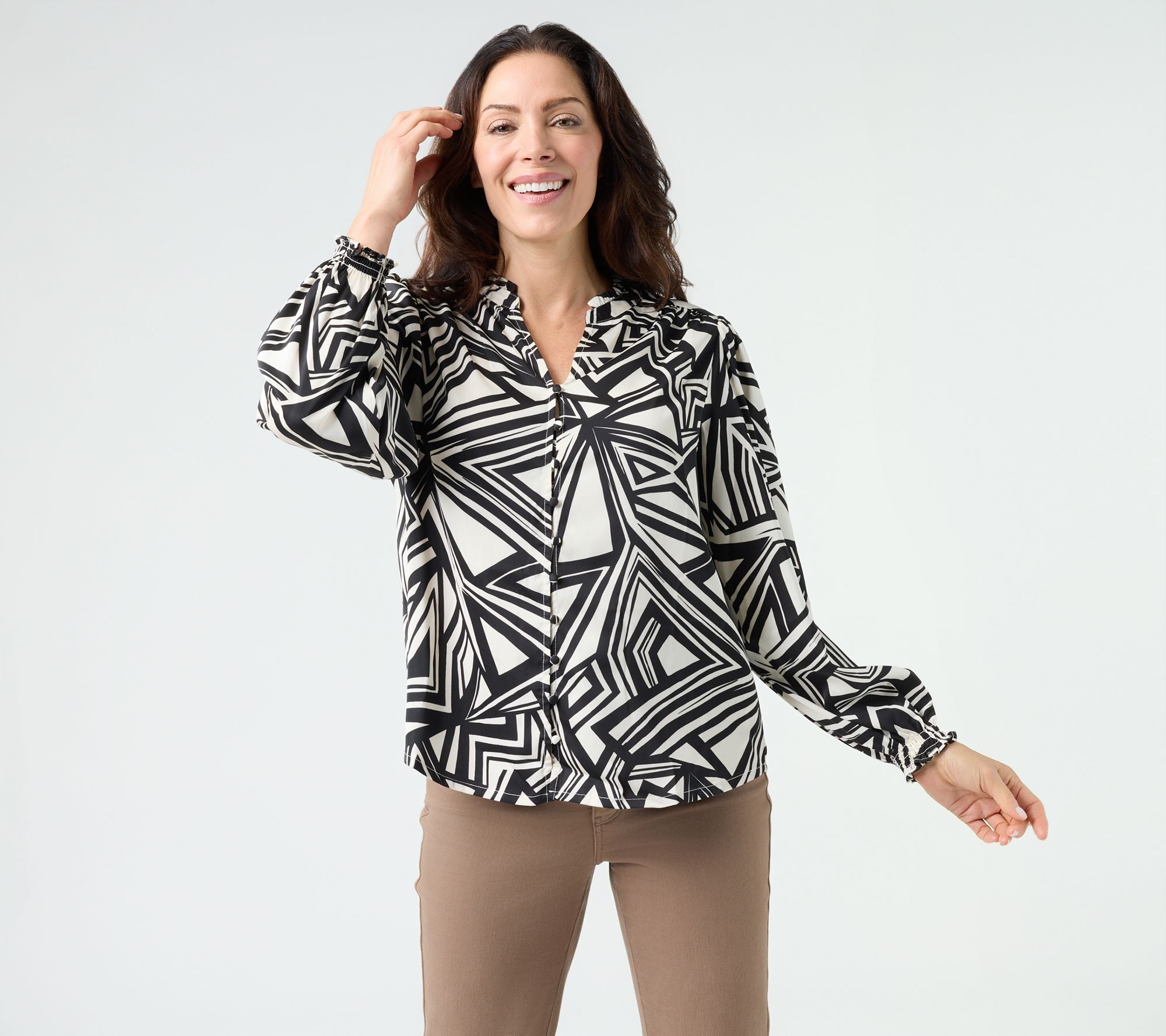 nicole by Nicole Miller Joni Silk Ruffle Neck Blouse