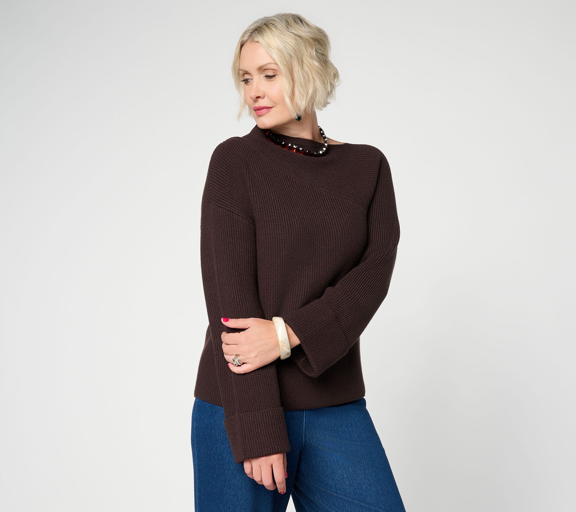 Carla Rockmore Collection Asymmetric Neckline Sweater | QVC