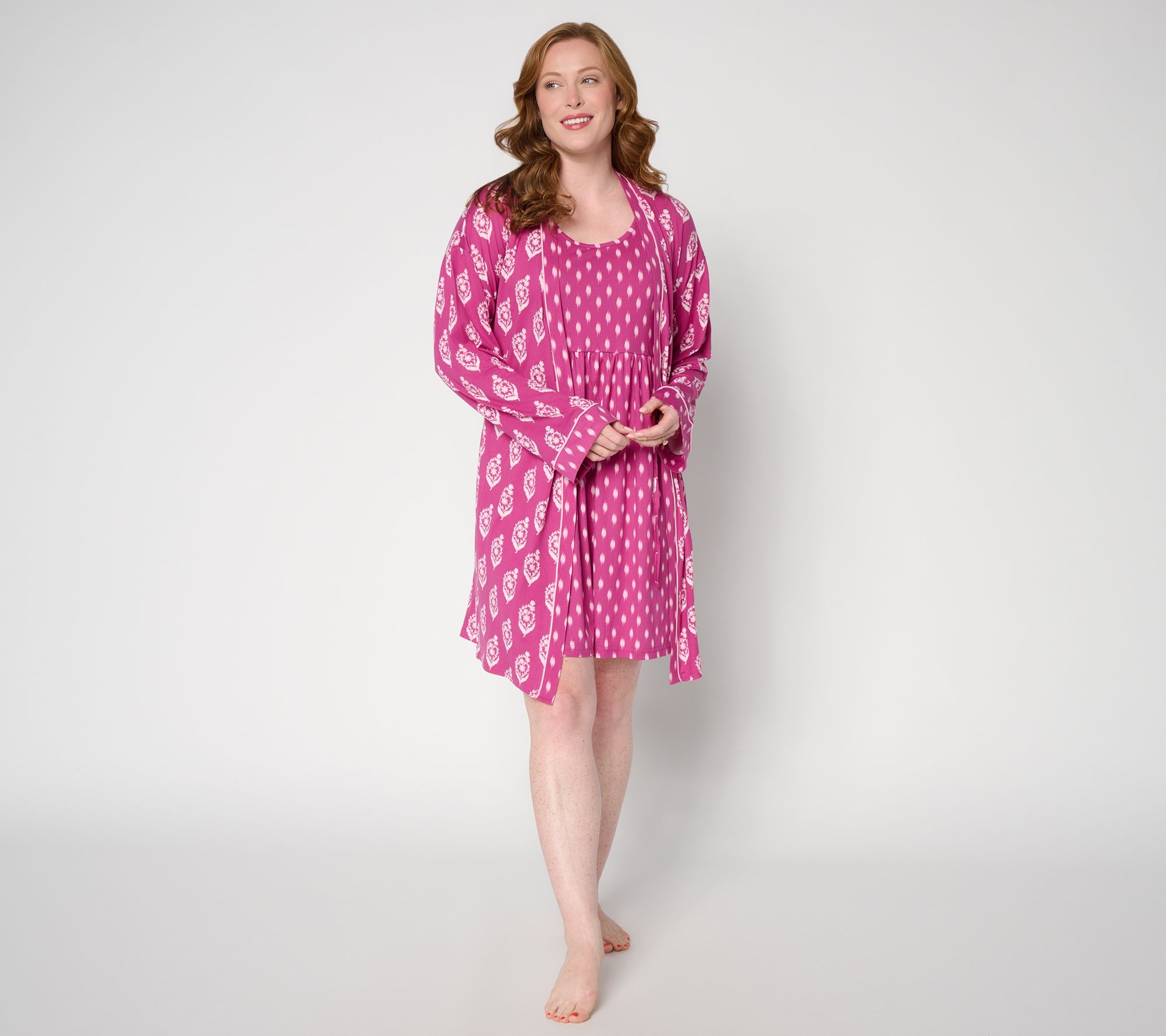 "As Is" MUK LUKS Tank Chemise with Coordinated Robe