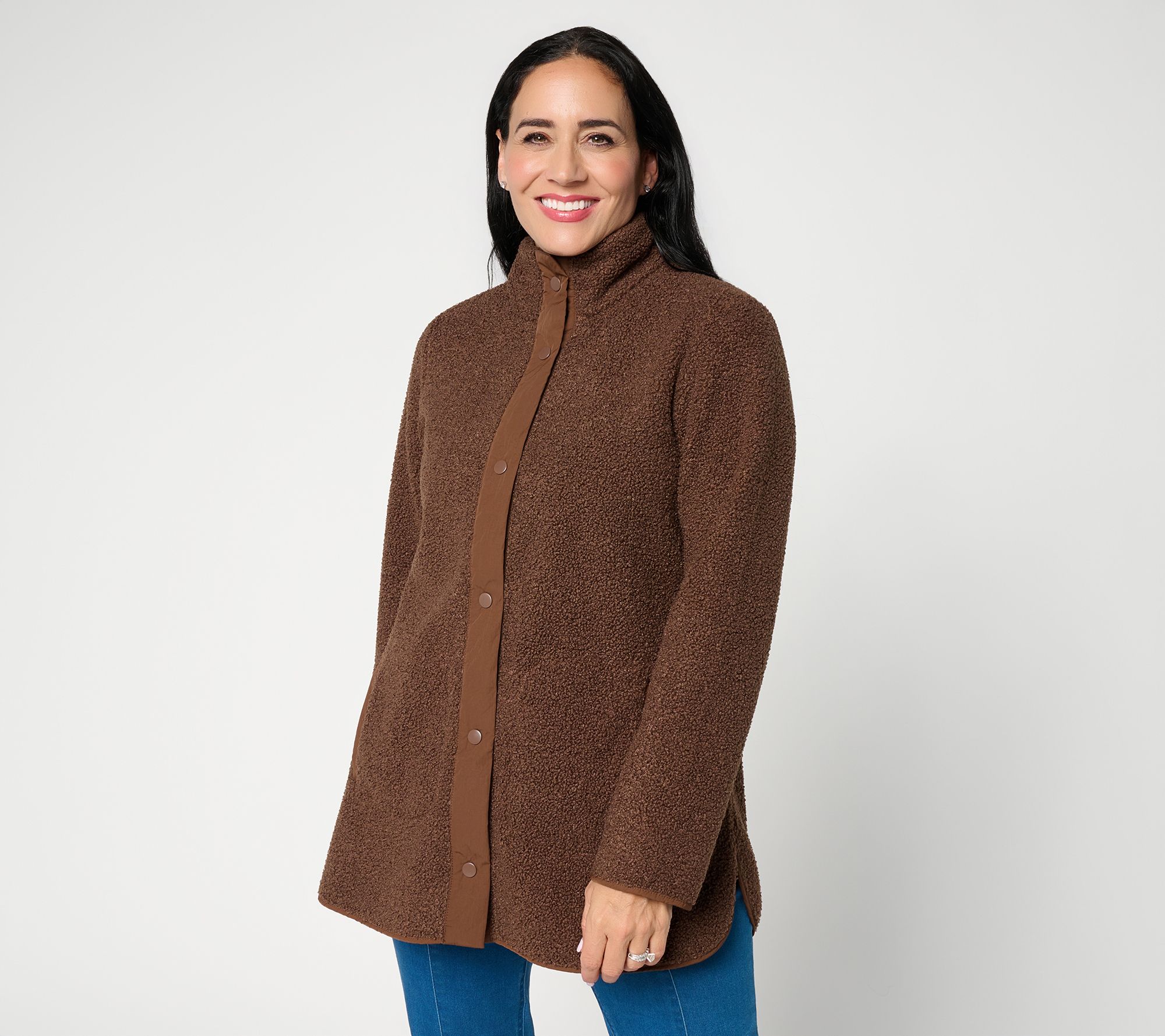 Susan Graver Regular Sherpa Snap Front Jacket
