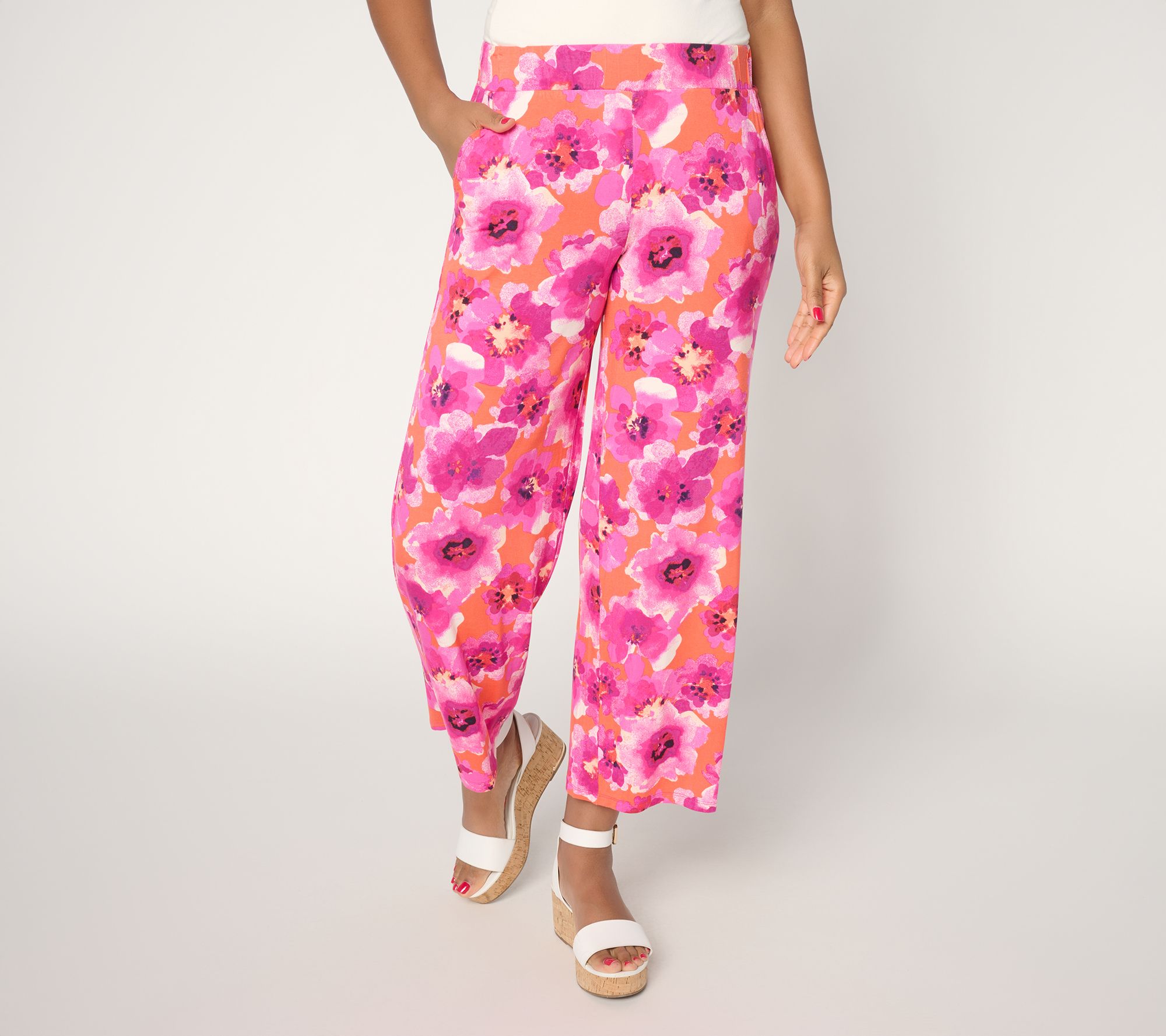 "As Is" Susan Graver Soleil Pet Knit Print Ankle Pant