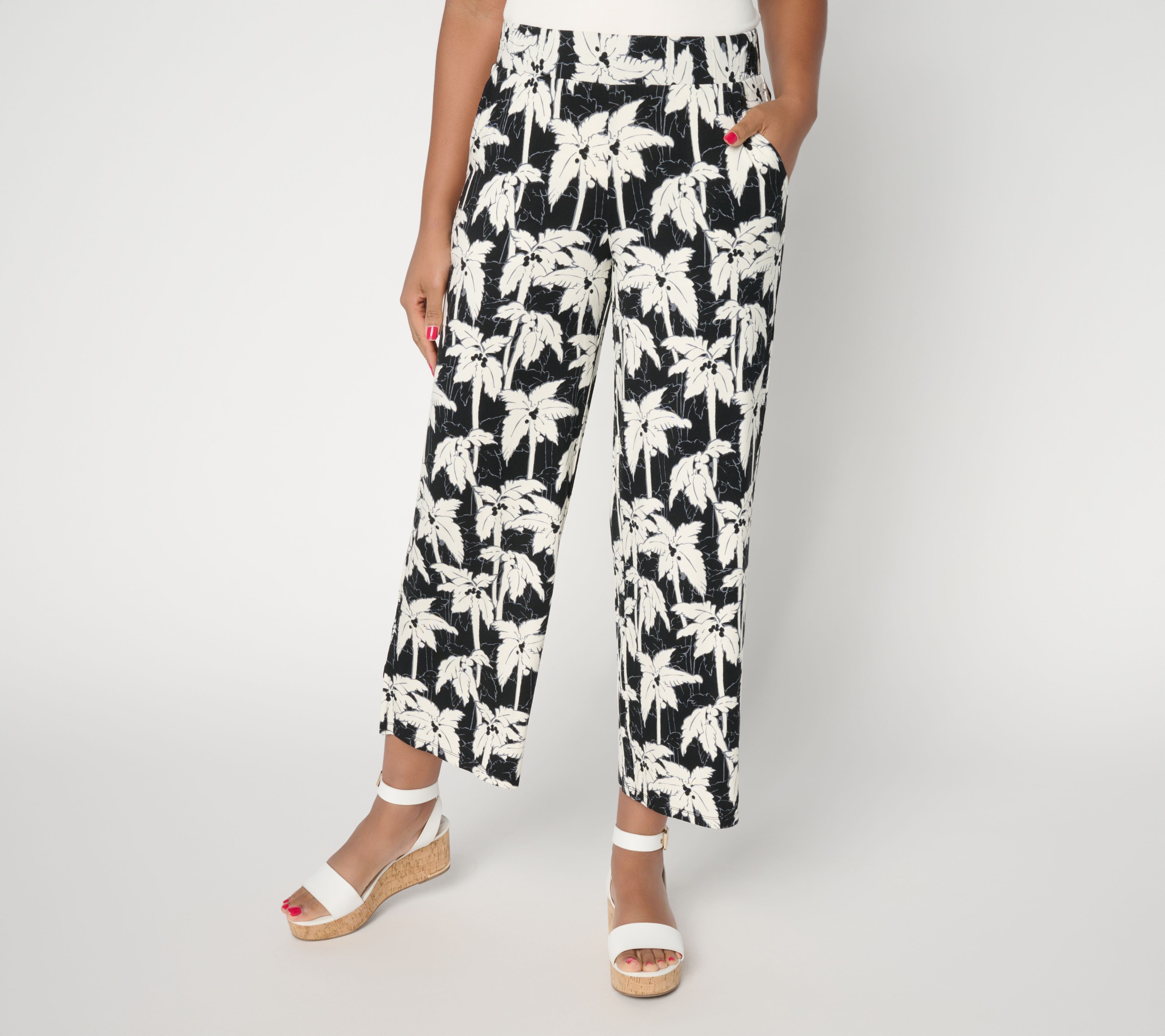 "As Is" Susan Graver Soleil Pet Knit Print Ankle Pant