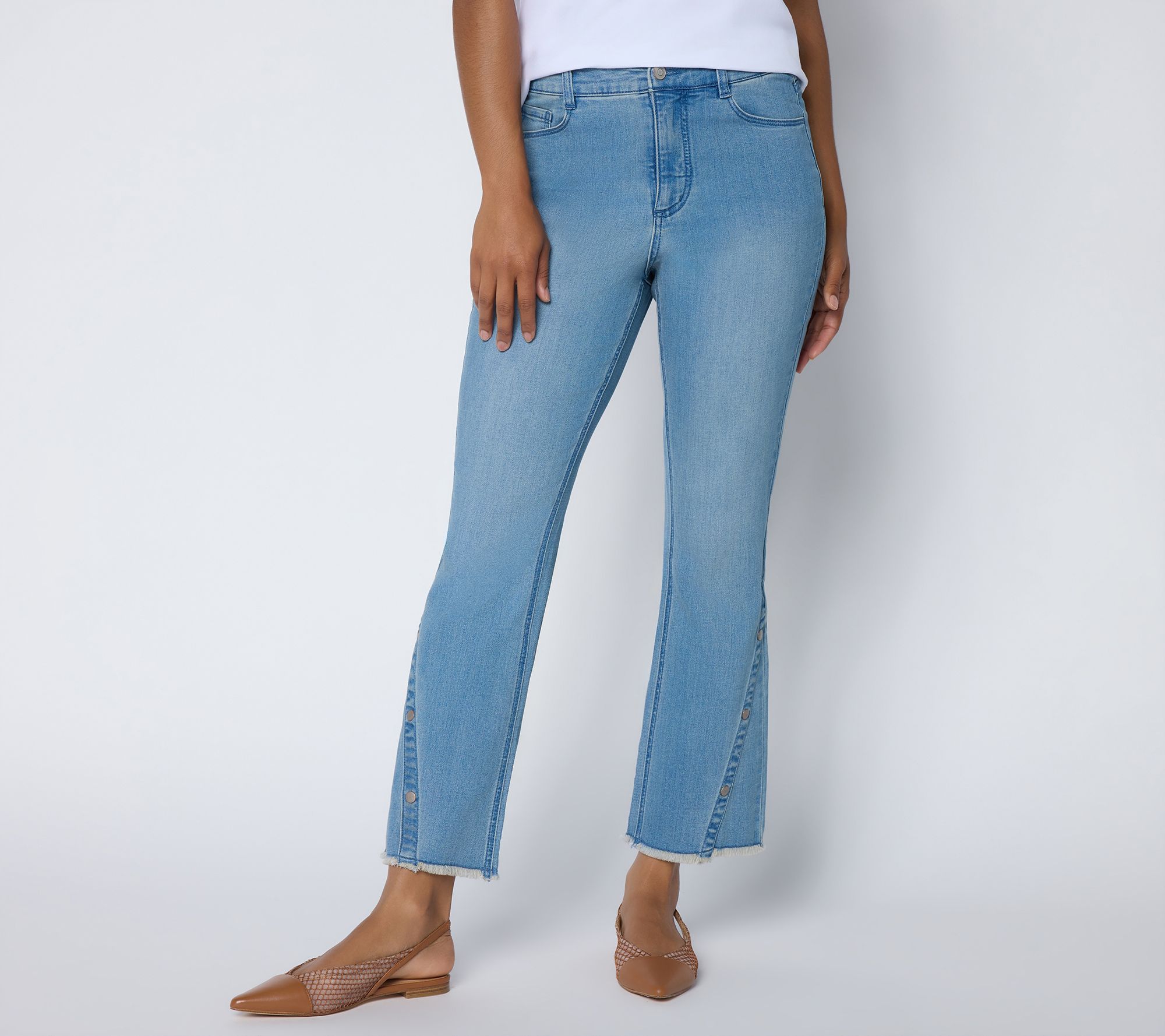 "As Is" Susan Graver Stretch Denim Petite Forward Side Seam AnkleJeans