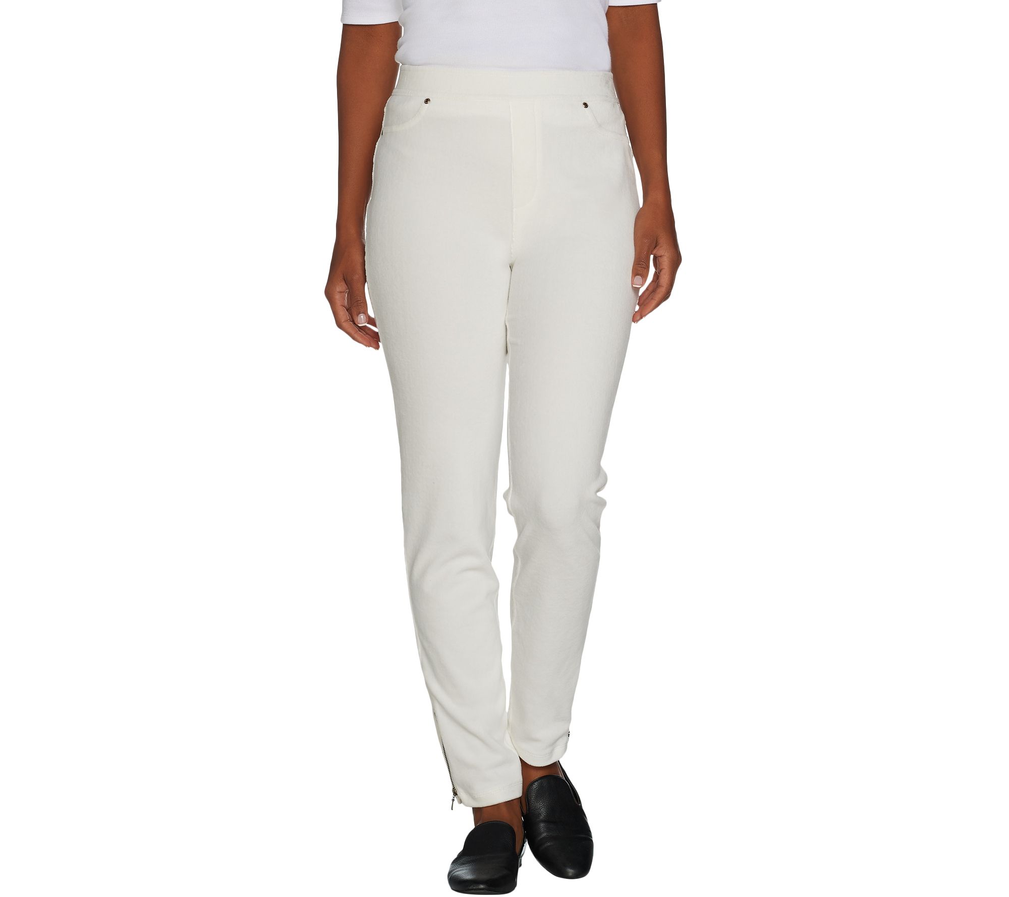 Susan Graver Petite Knit Corduroy Straight Leg Pull-On Pants