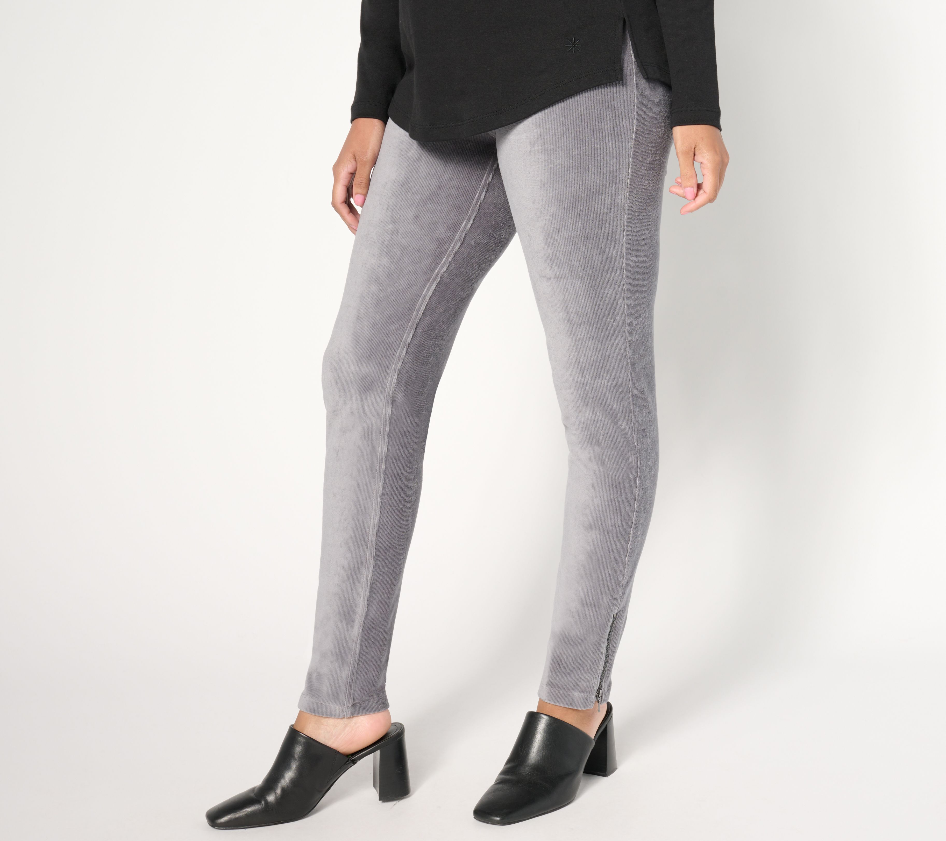 Susan Graver Petite Knit Corduroy Straight Leg Pull-On Pants
