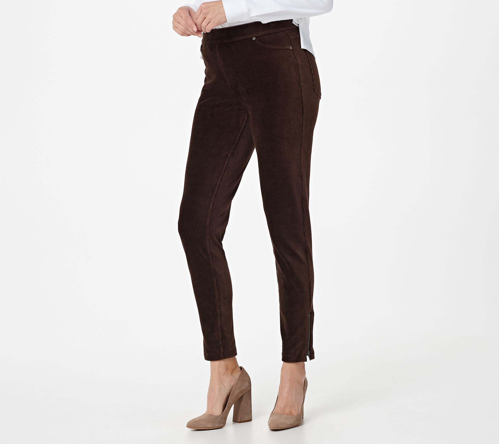 Susan Graver Petite Knit Corduroy Straight Leg Pull-On Pants