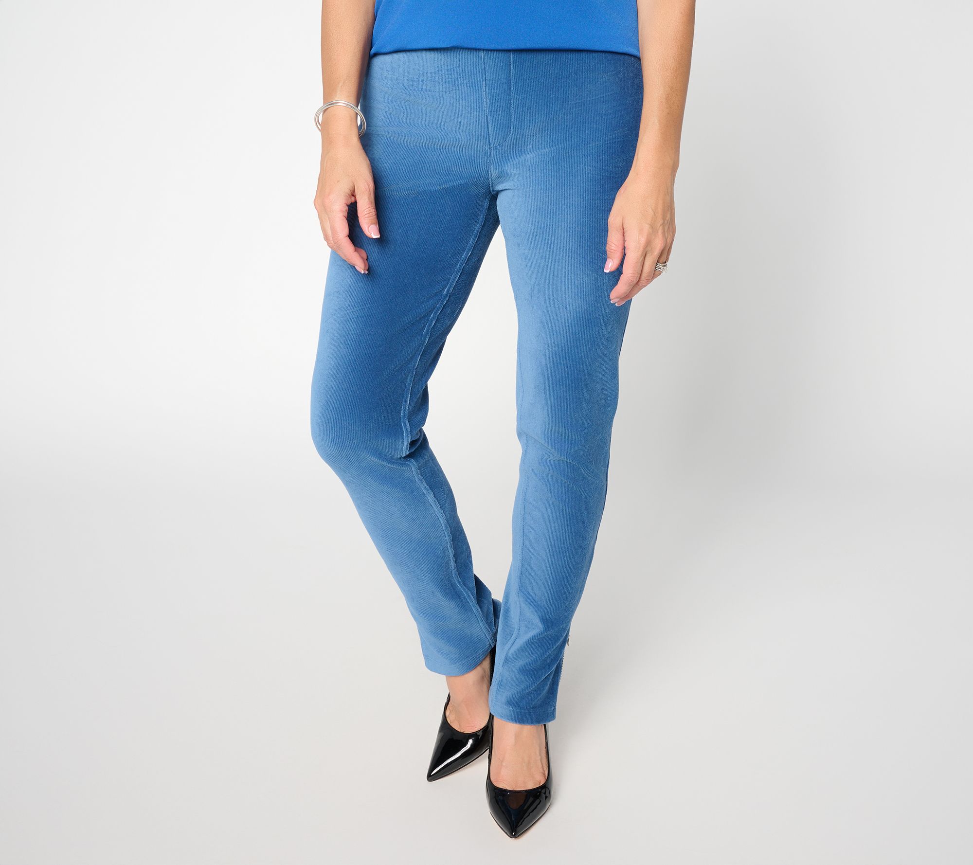 Susan Graver Petite Knit Corduroy Straight Leg Pull-On Pants