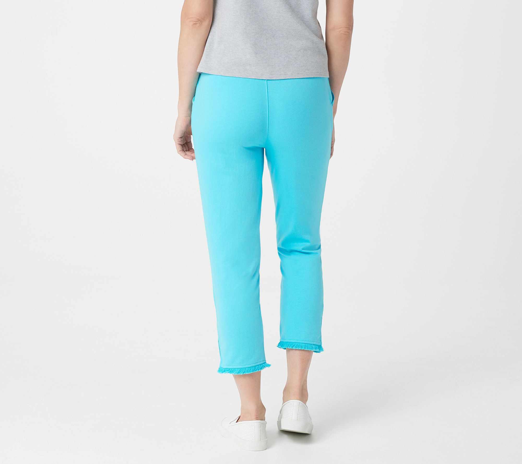 Quacker Factory French Terry Crop Pants with Fringe Detail - QVC.com