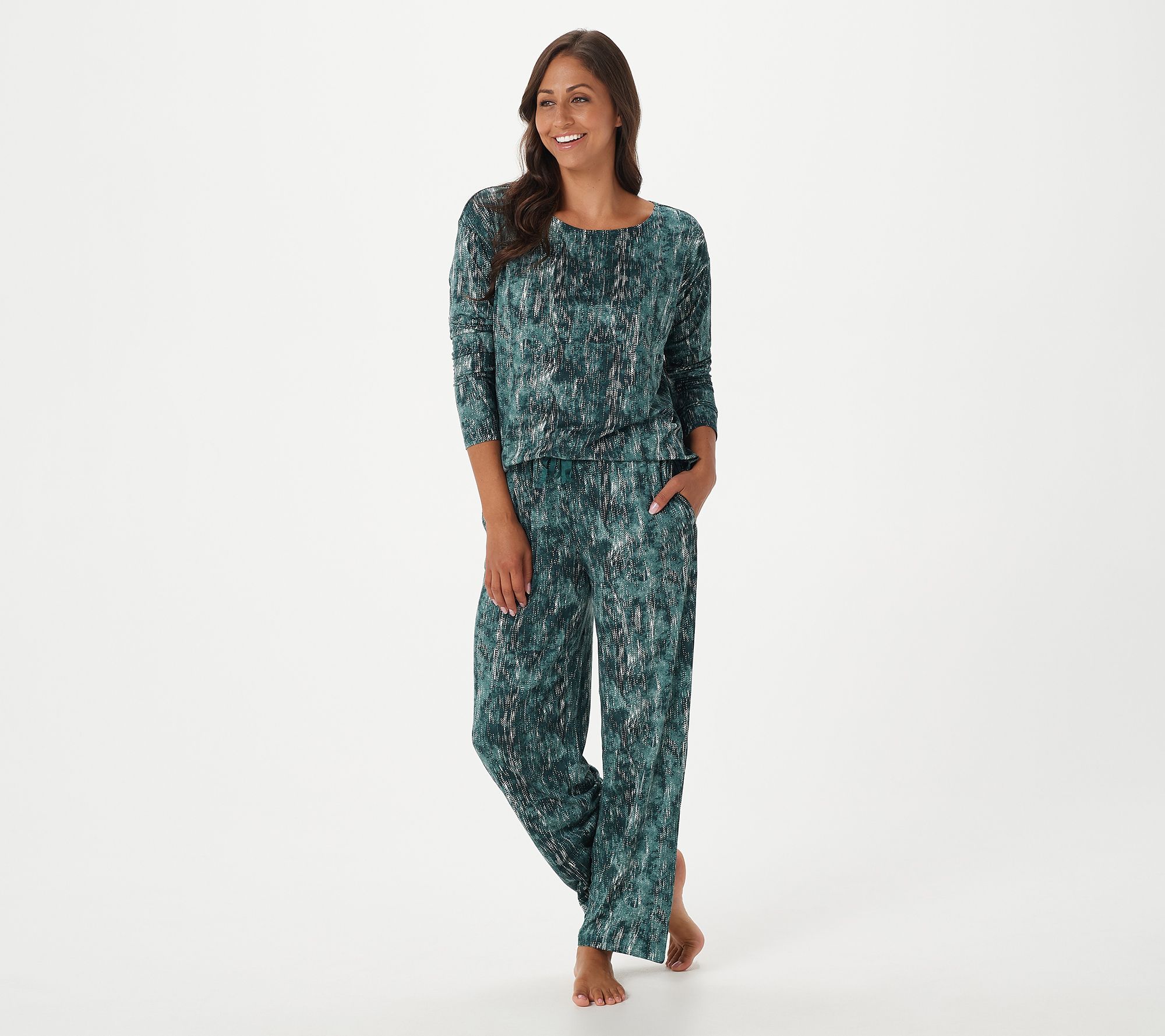 Carole Hochman Textured Feather Soft Jersey Lounge Set