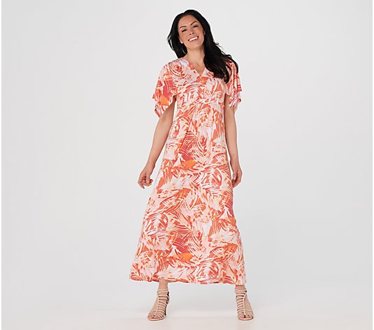 "As Is" Lisa Rinna Collection Printed Drape Sleeve Maxi