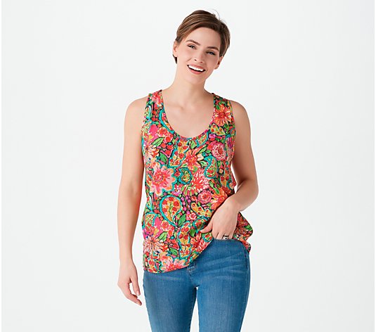 Tolani Collection Tank with Floral Printed Shell