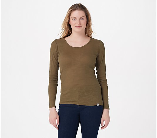 NYDJ Forever Comfort Ribbed Long-Sleeve Scoop-Neck Top