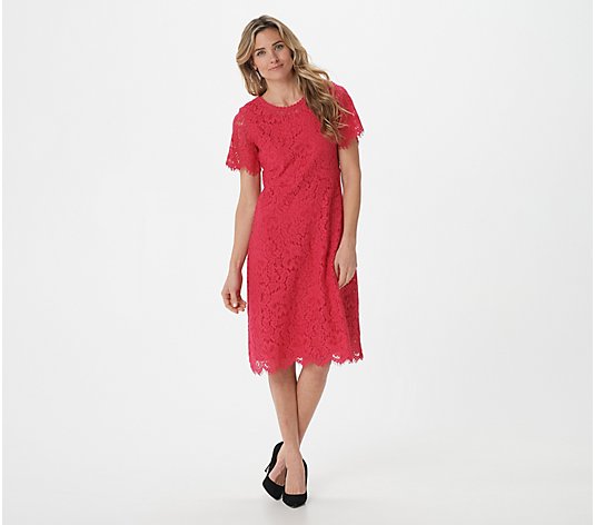 Isaac Mizrahi Live! Petite Lace Fit and Flare Dress