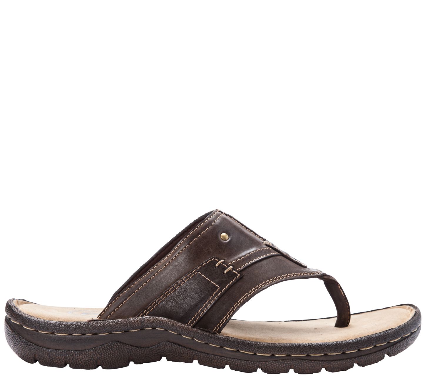 Propet Men's Wide Based Leather Flip-Flop Sandals - Jonas - QVC.com