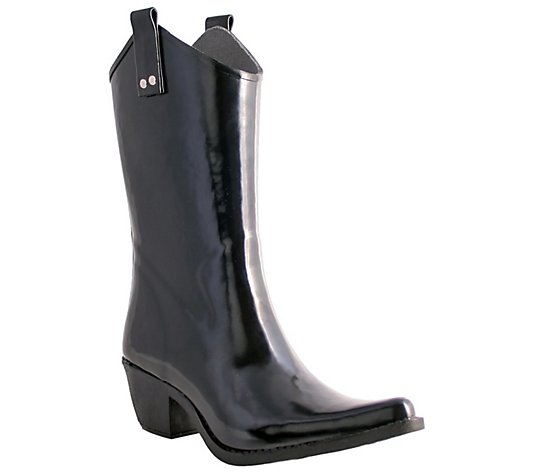 Nomad Pull-On Shiny Cowboy Rubber Rain Boots -Yippy