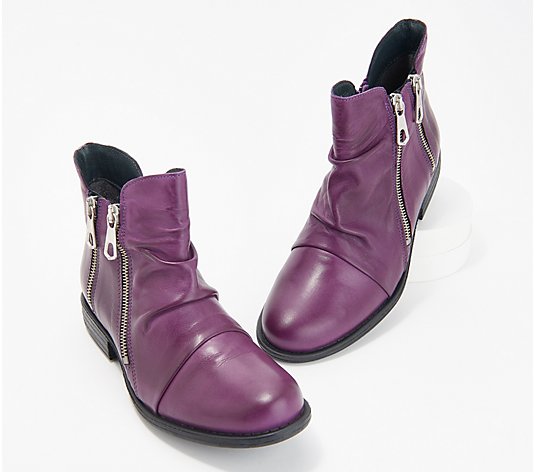 Miz Mooz Leather Double Zipper Ankle Boots - Logic