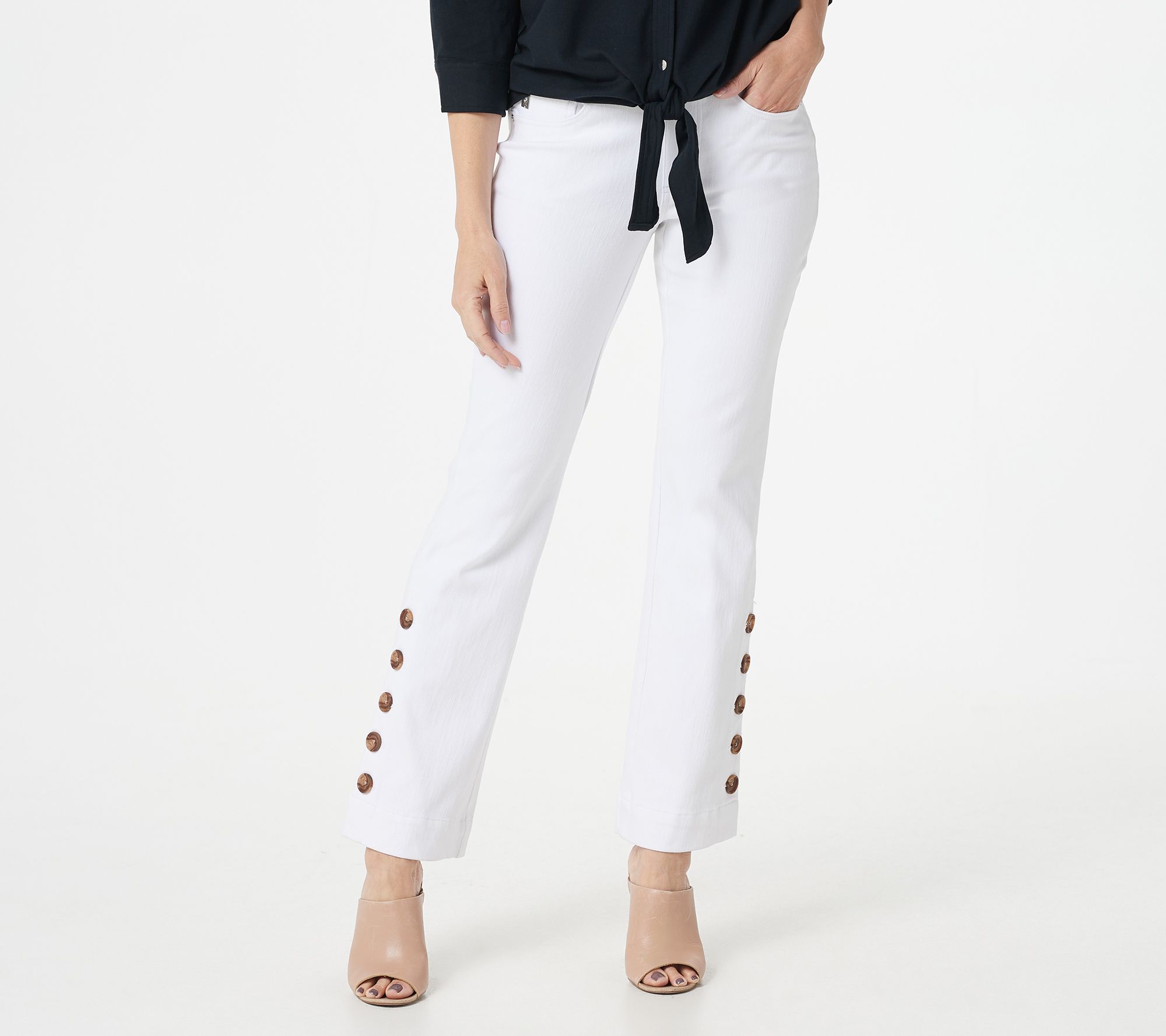 "As Is" Belle by Kim Gravel Flexibelle Flare Jean with Horn Buttons