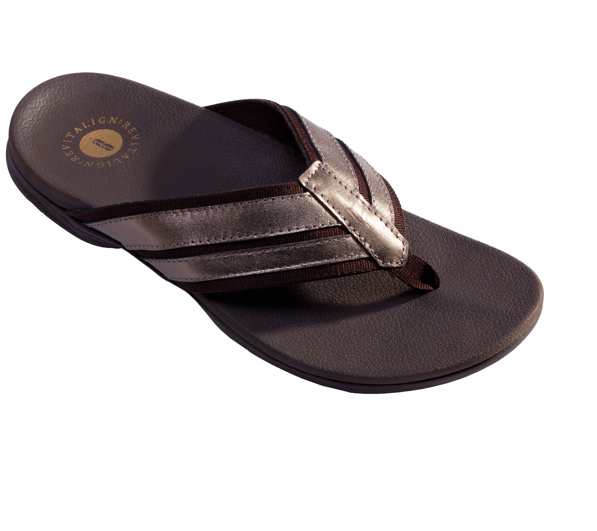 Revitalign Leather Flip Flop Orthotic Sandals -Webbed Beach