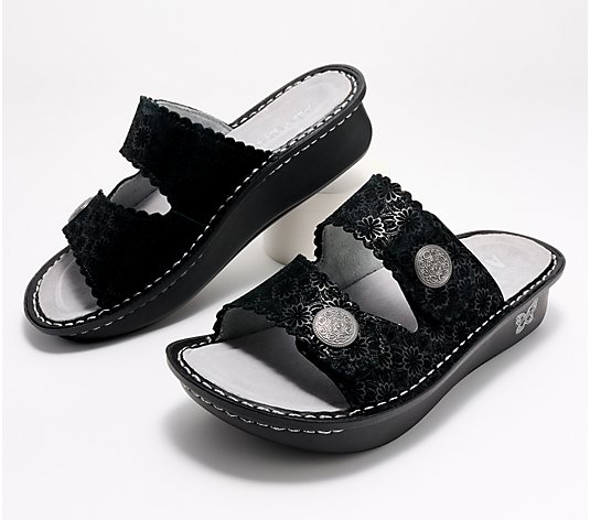 Alegria Leather Adjustable Slide Sandals - Sandra