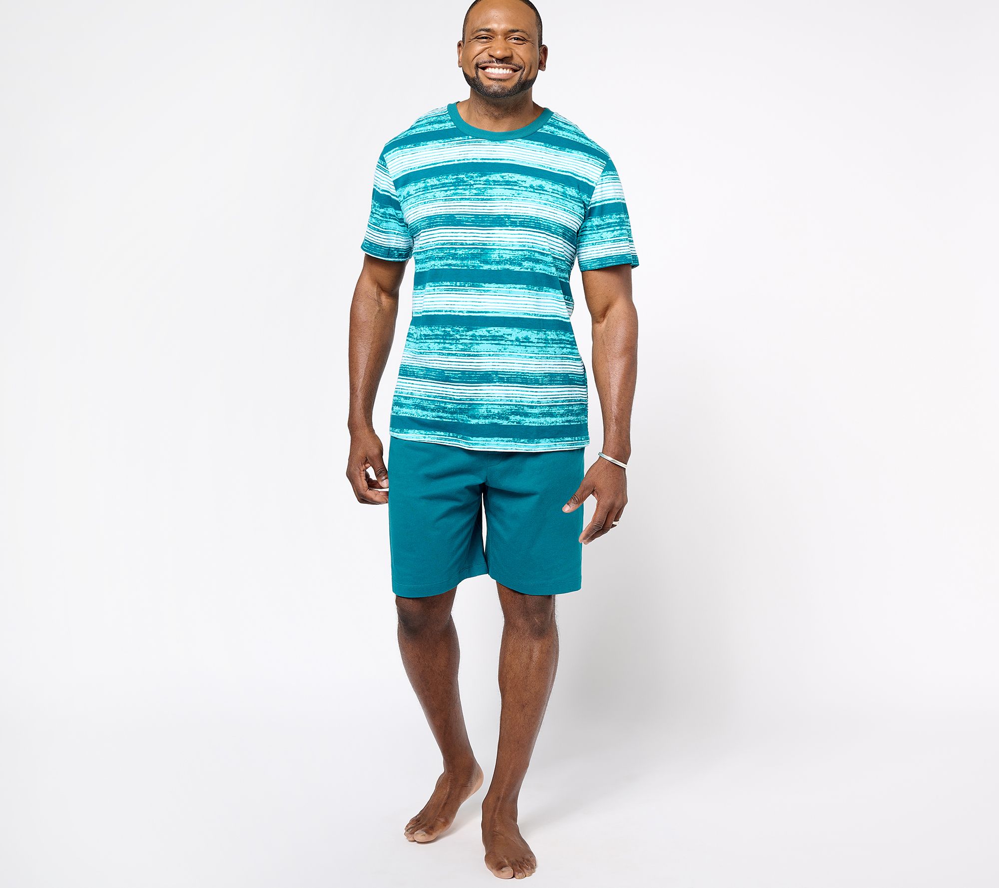 "As Is" Stan Herman Men's Cotton Tee and Shorts Sleep Set