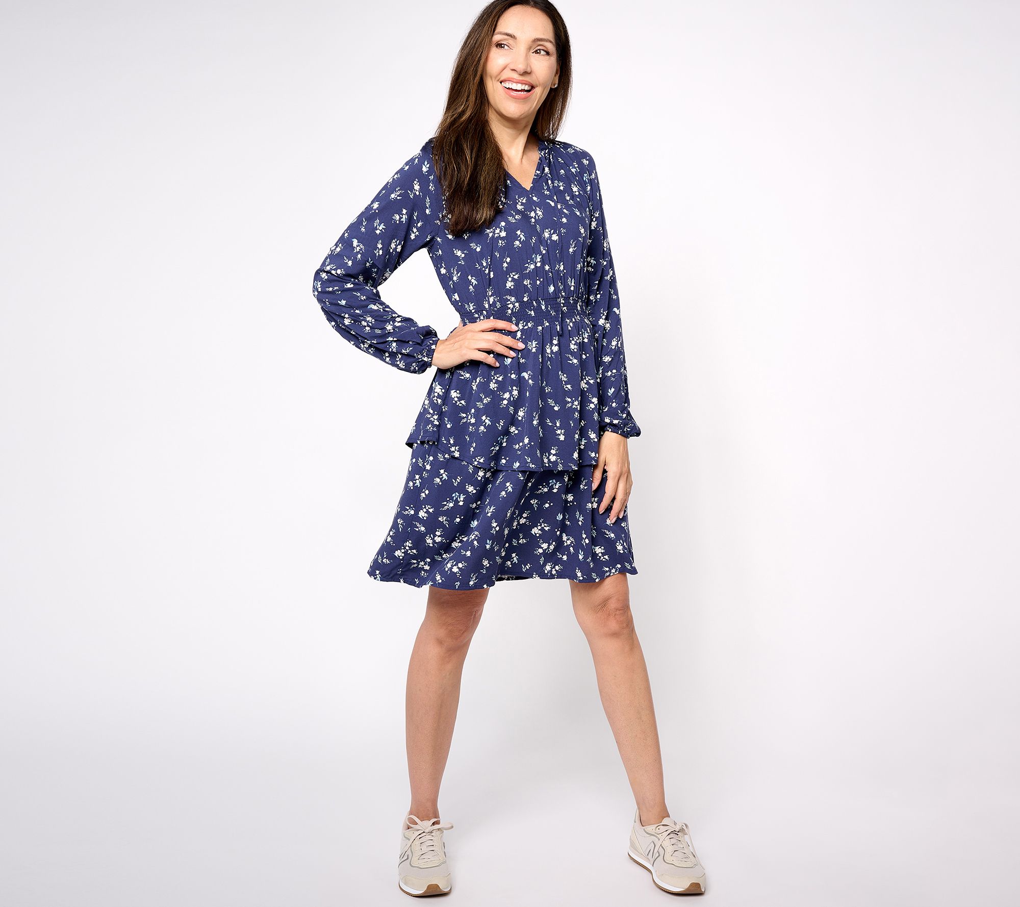 Candace Cameron Bure Petite Printed Woven Mini Dress