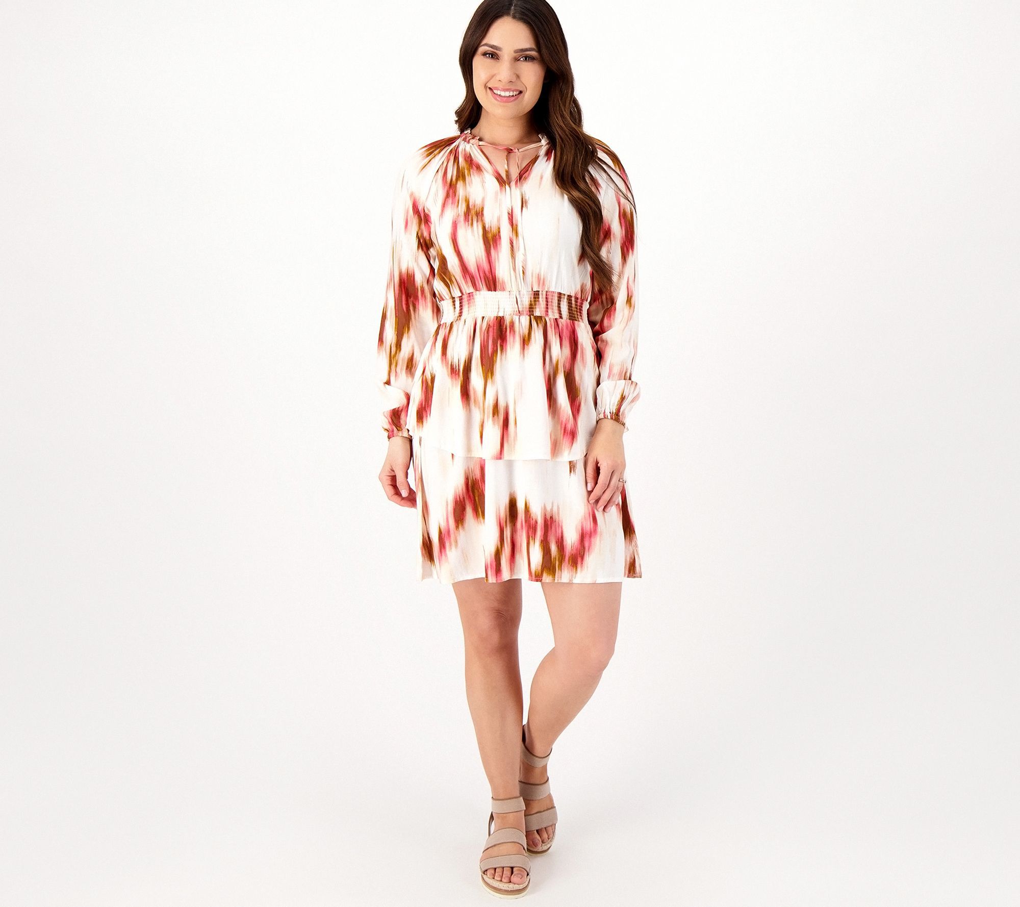 Candace Cameron Bure Petite Printed Woven Mini Dress