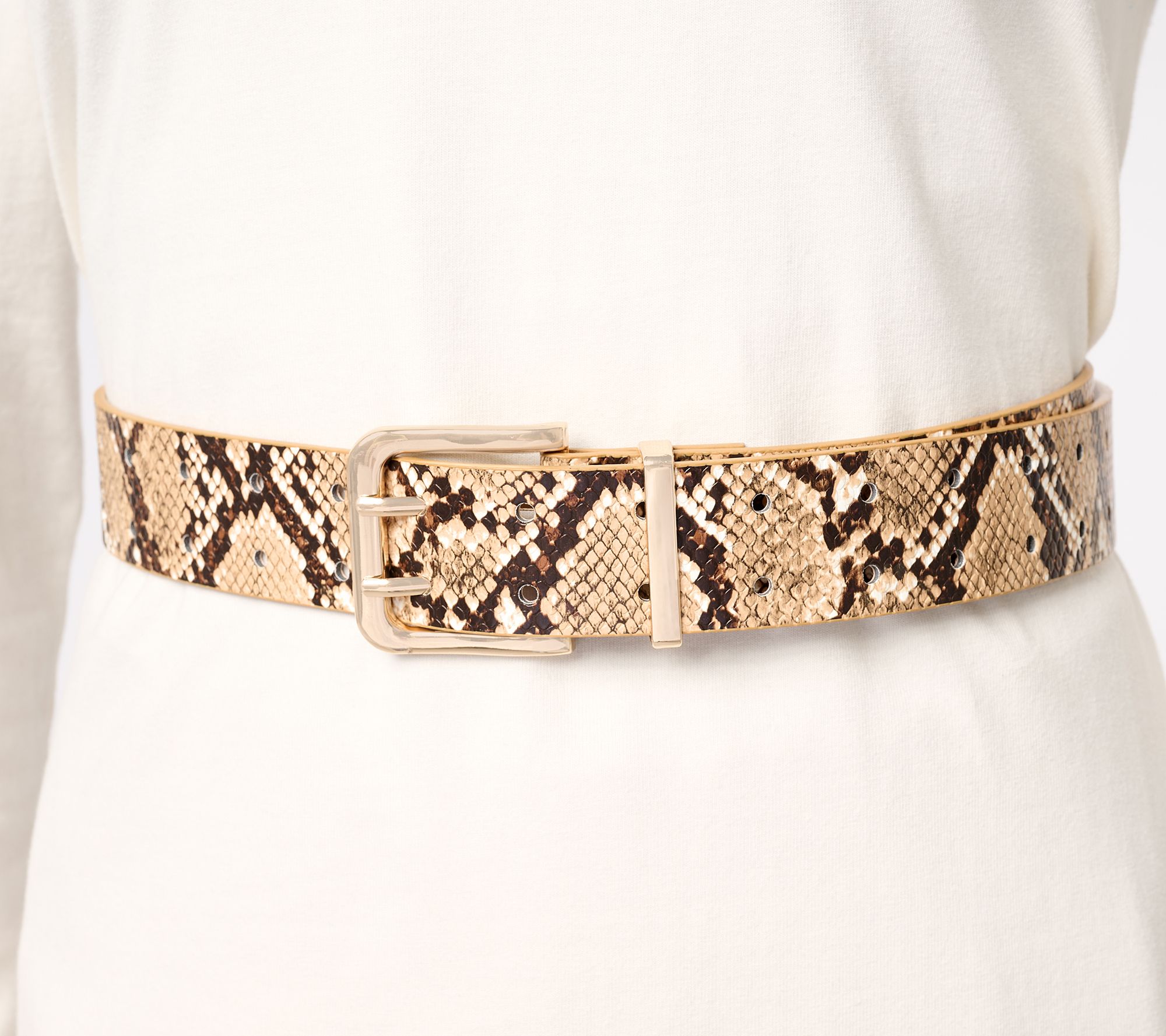 Susan Graver Solid or Printed Faux Leather Two- Prong Belt - QVC.com