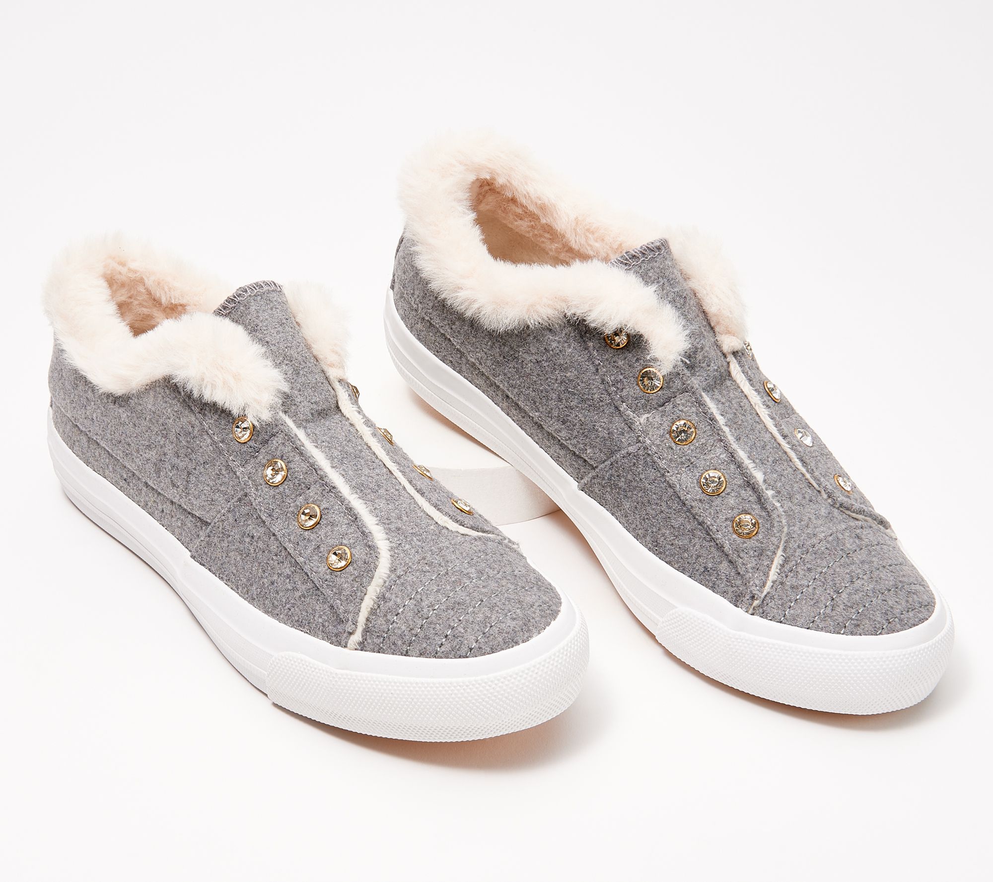 Faux fur lined store slip on sneakers