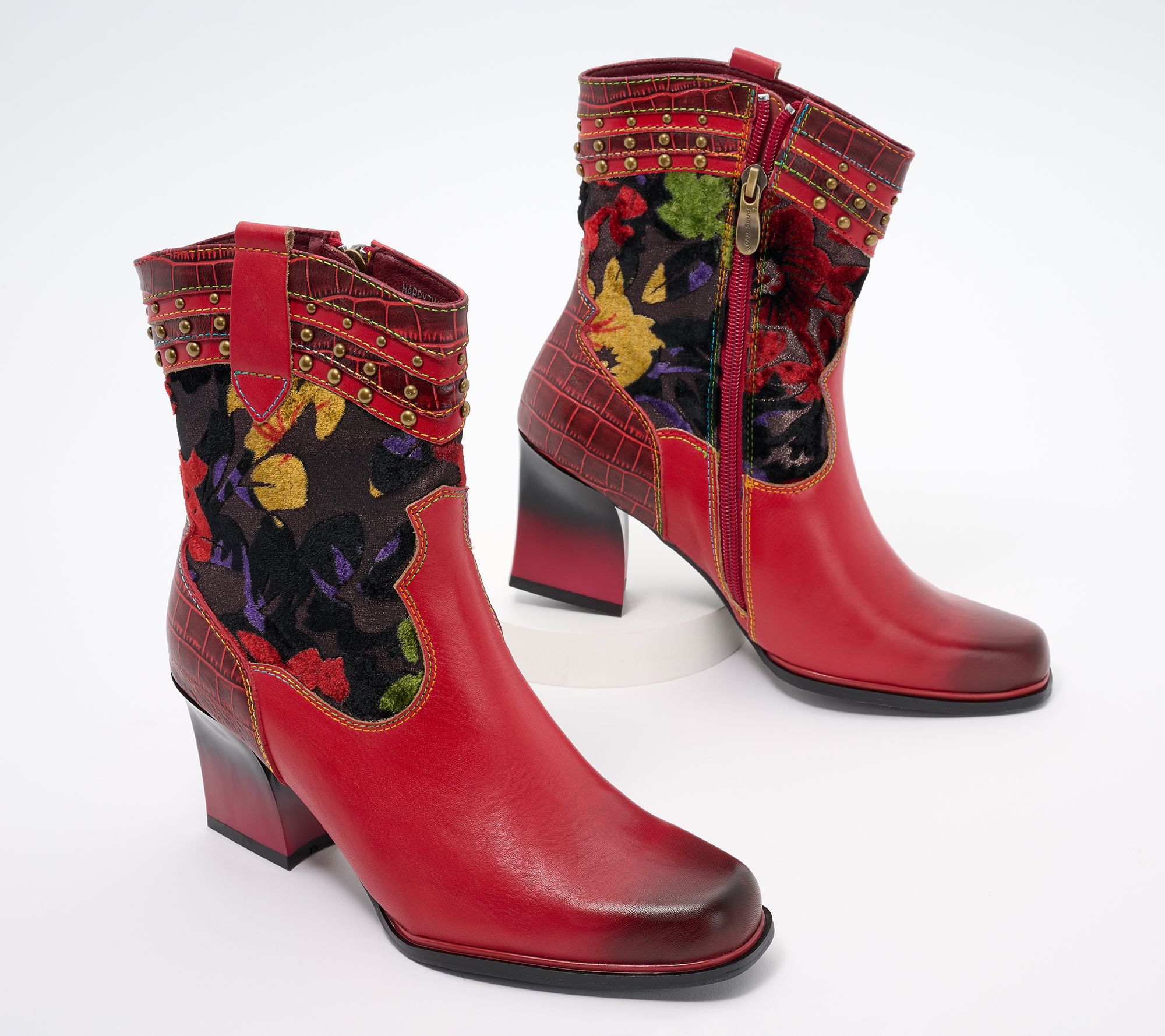 L'Artiste by Spring Step Leather Heeled Ankle Boots - Happytime