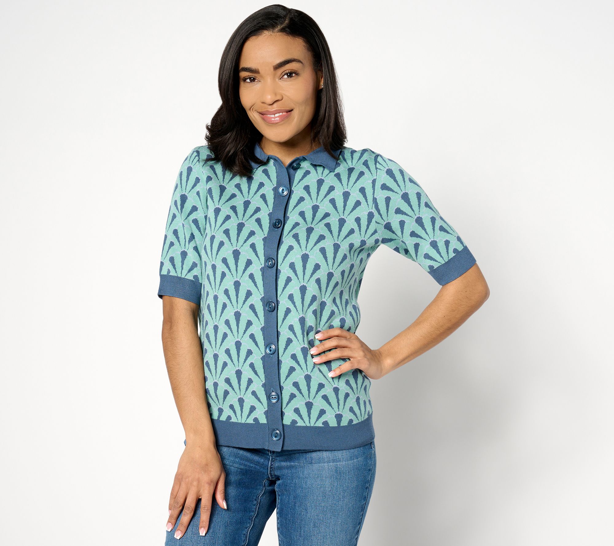 Studio Park x Alberti Popaj Women's Vacation Short Sleeve Cardigan