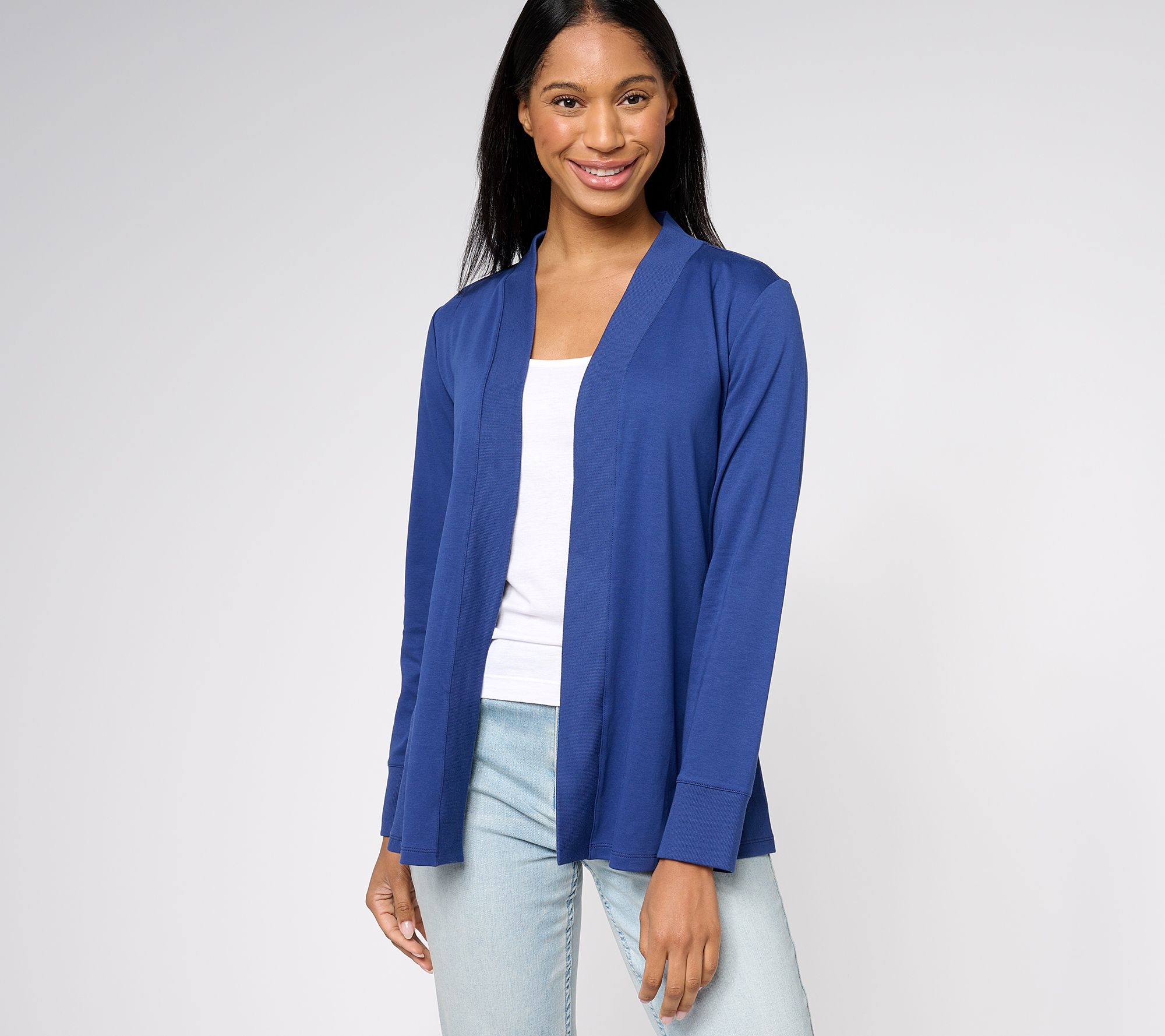 "As Is" Isaac Mizrahi Live! Essentials Pima Cotton Ribbed Cardigan