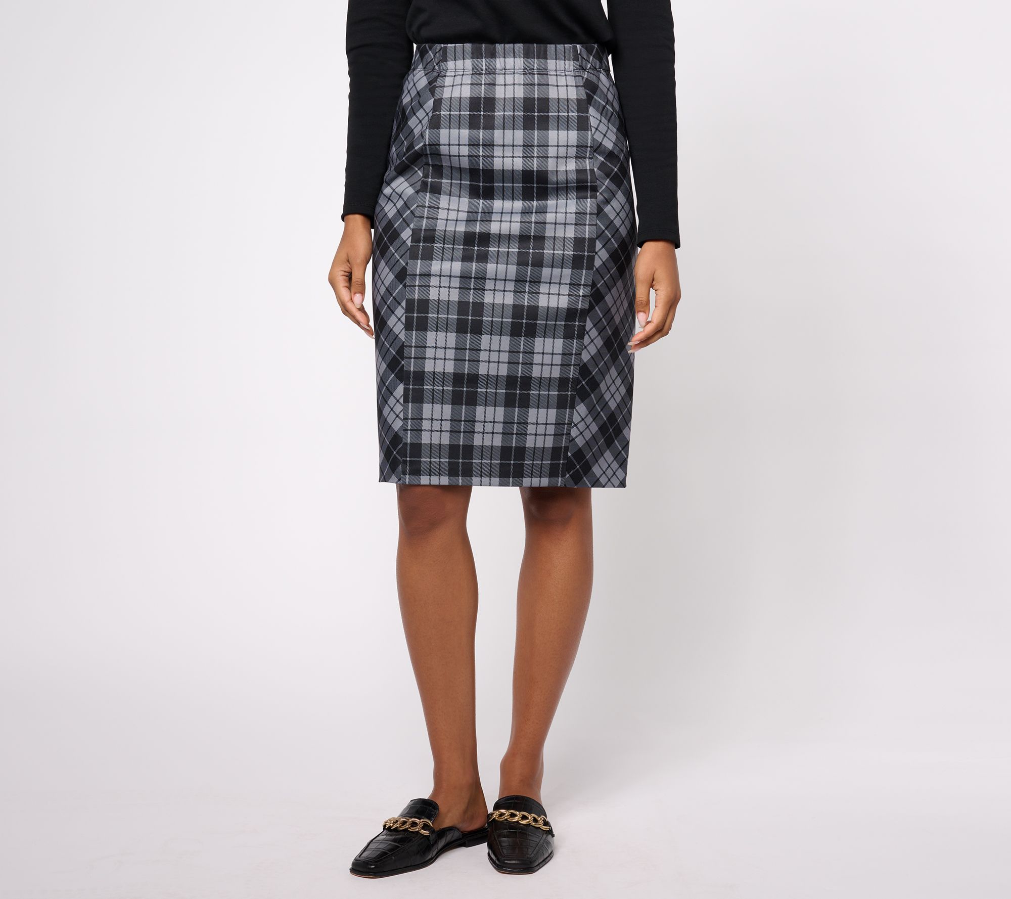 "As Is" Susan Graver Regular Printed Ponte Knit Pull On Pencil Skirt