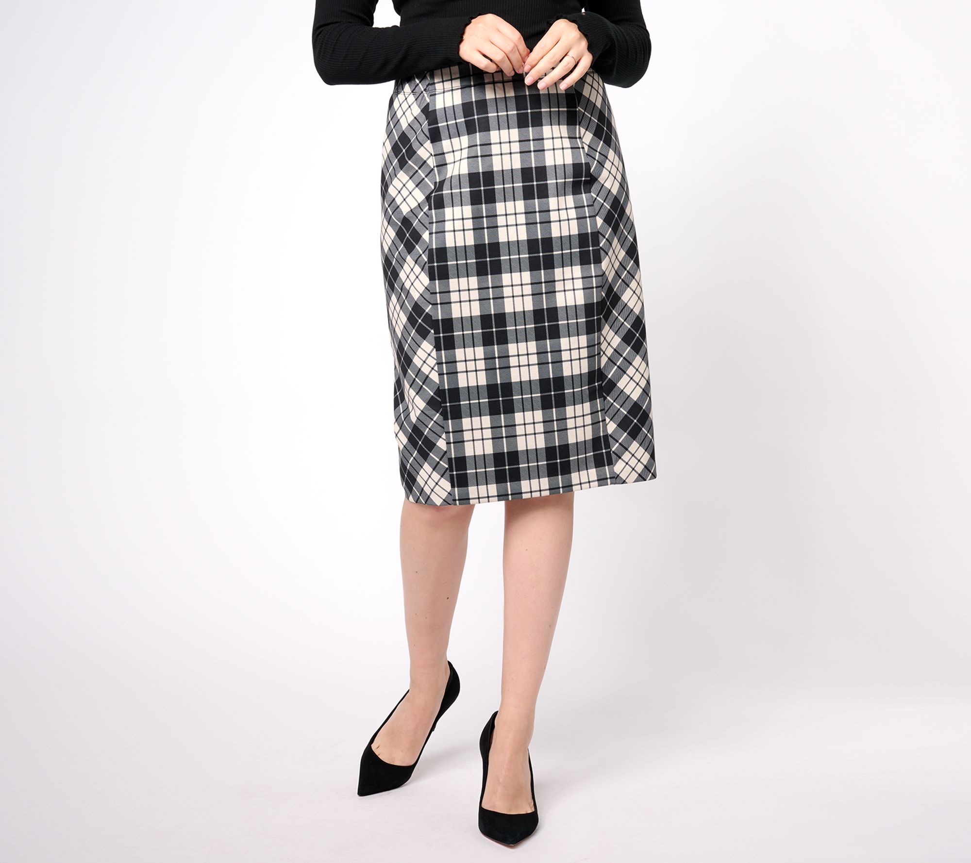 "As Is" Susan Graver Regular Printed Ponte Knit Pull On Pencil Skirt