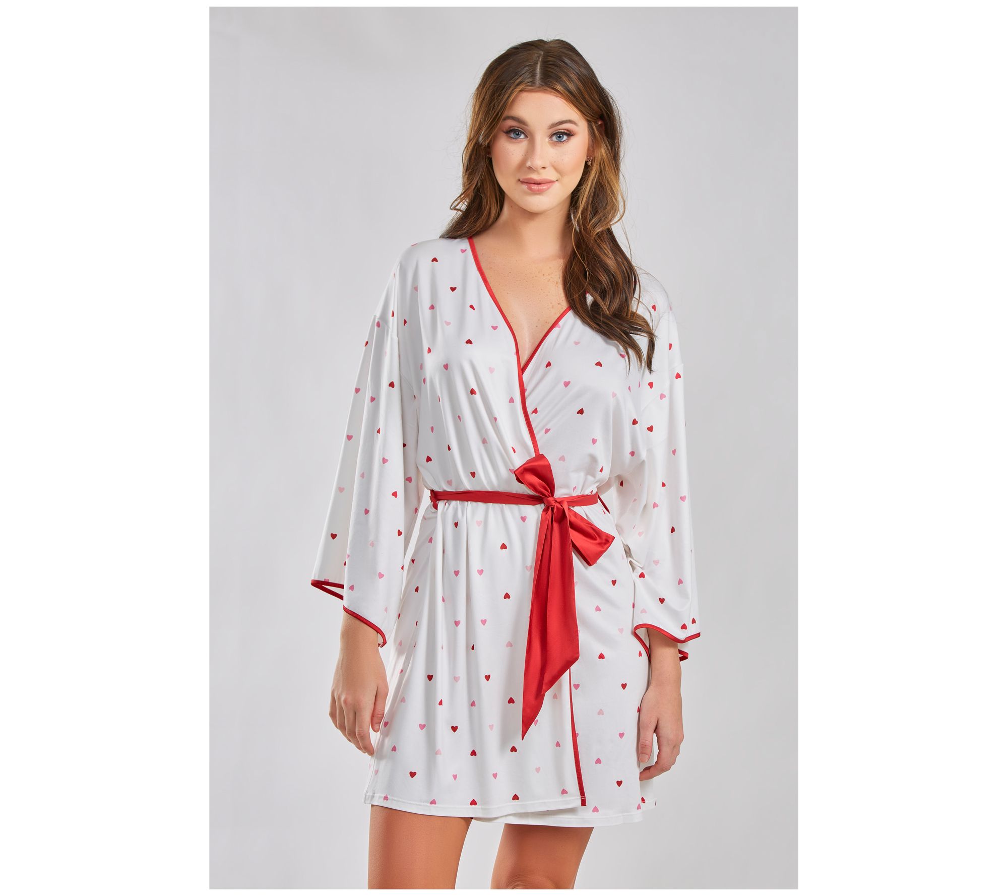 iCollection Mo dal Red Hearts Lounge Robe