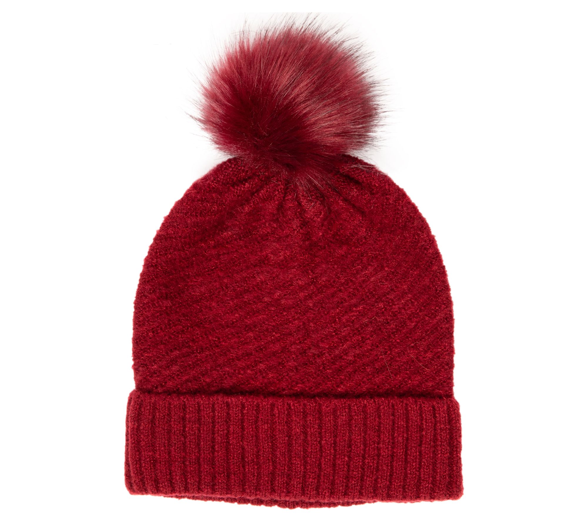 San Diego Hat Co. Cuffed Knit Beanie with Faux Fur Pom