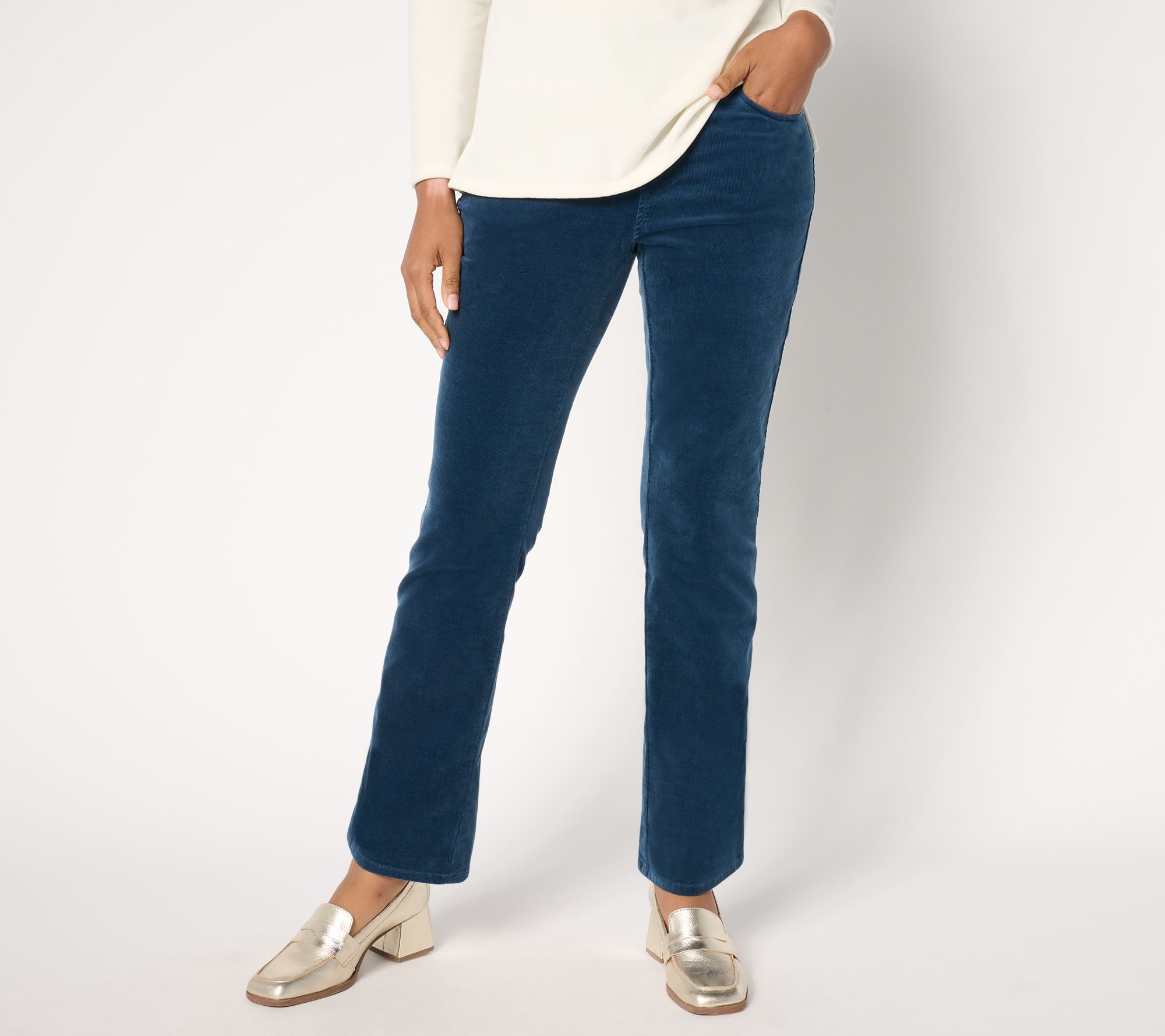Belle by Kim Gravel Petite TripleLuxe Corduroy Boot Cut Pant