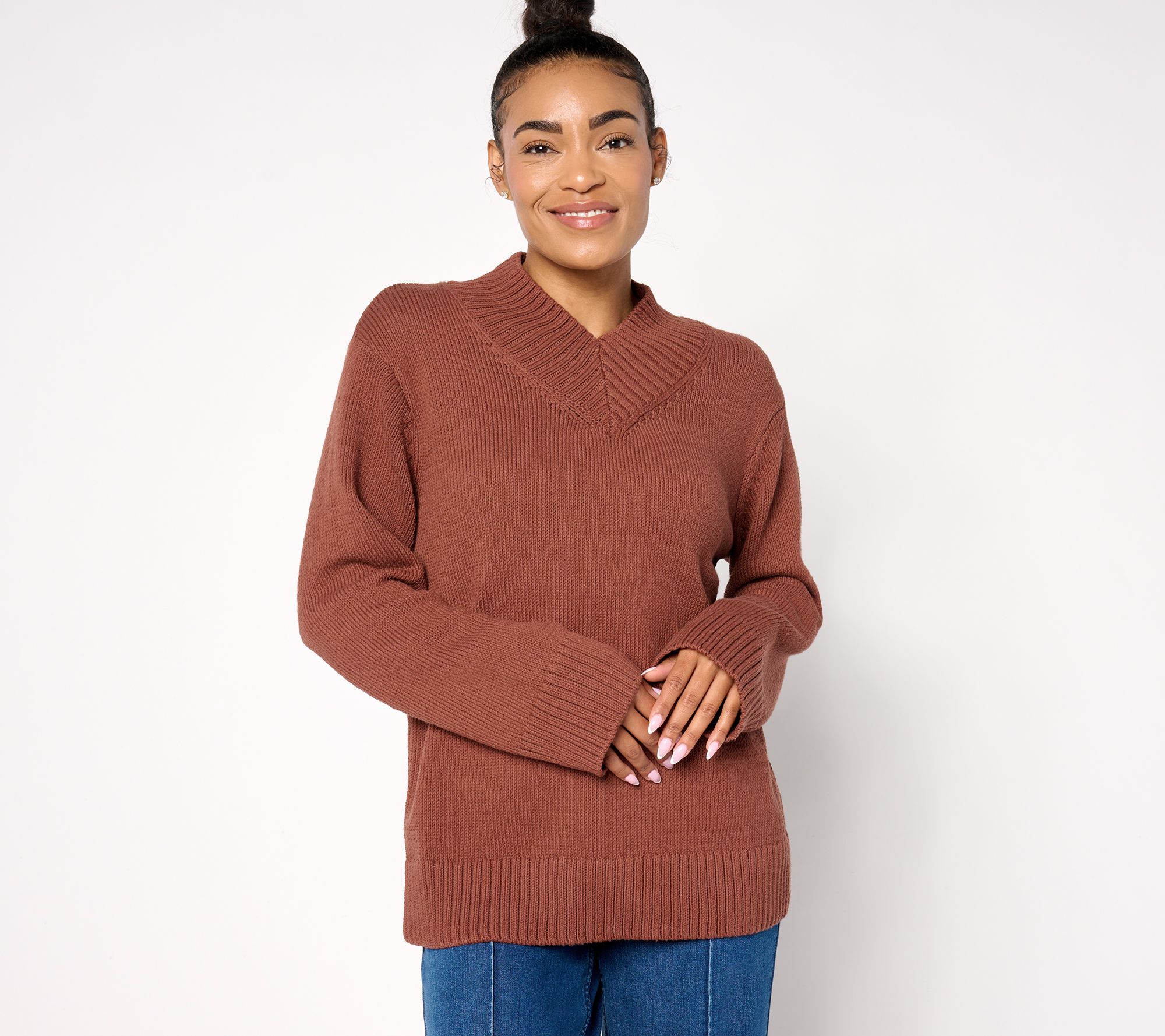Peace Love World Wide Rib V-Neck Pullover Sweater