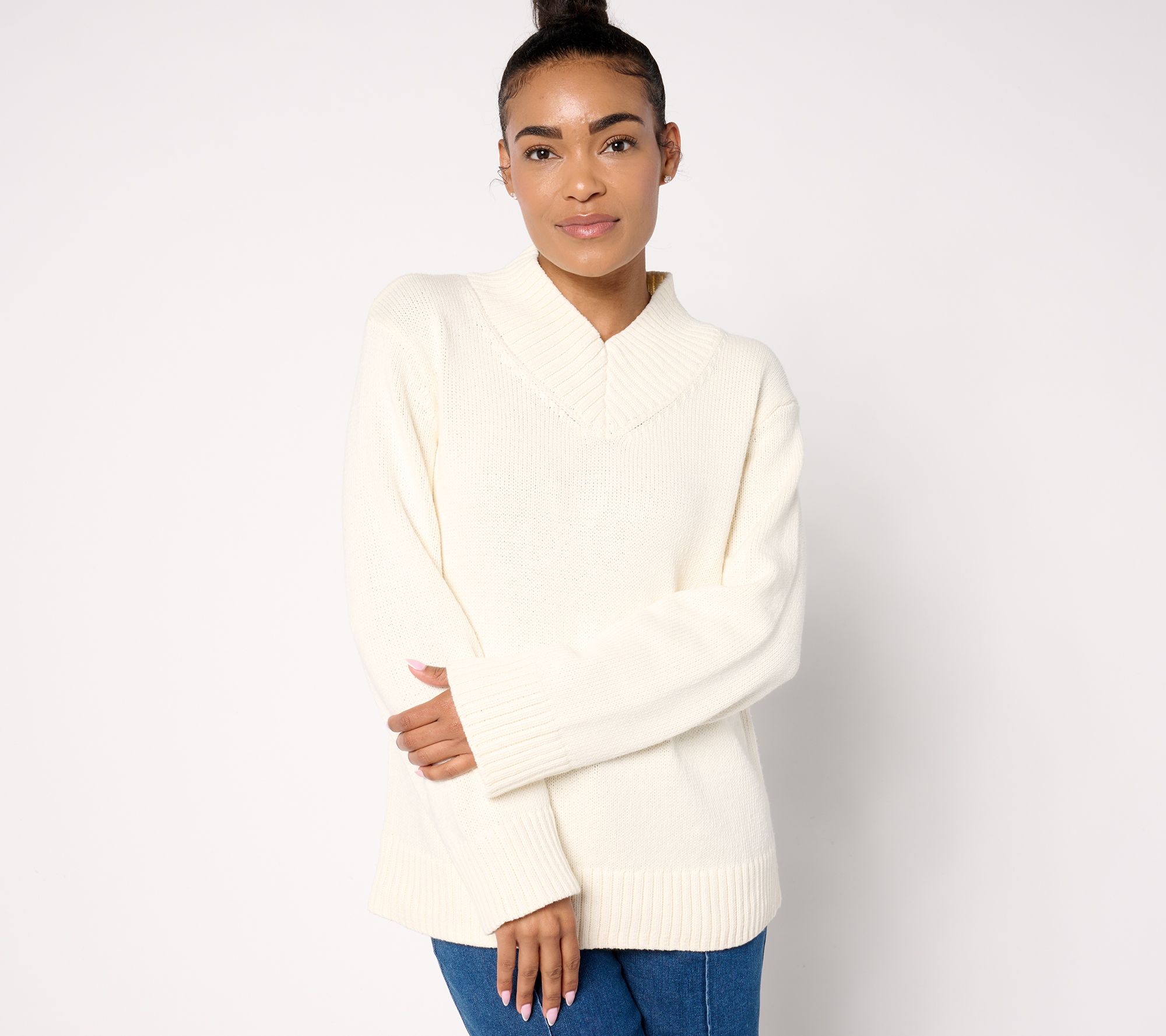 Peace Love World Wide Rib V-Neck Pullover Sweater