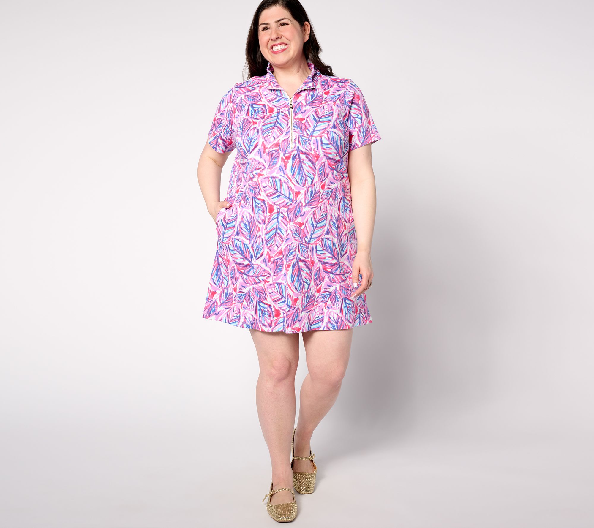 "As Is" Belle by Kim Gravel Perfect Pique Batik Chic Zip Dress