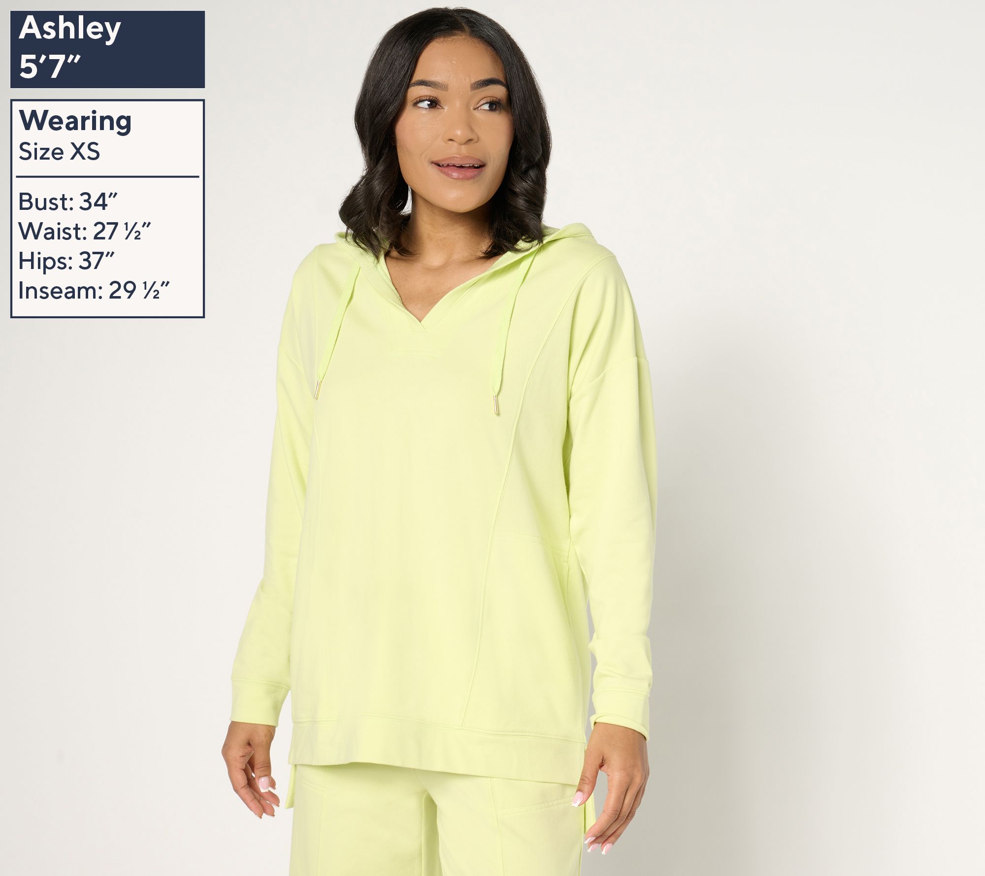 Joan Rivers French Terry Hooded V-Neck Pull-Over Sweatshirt