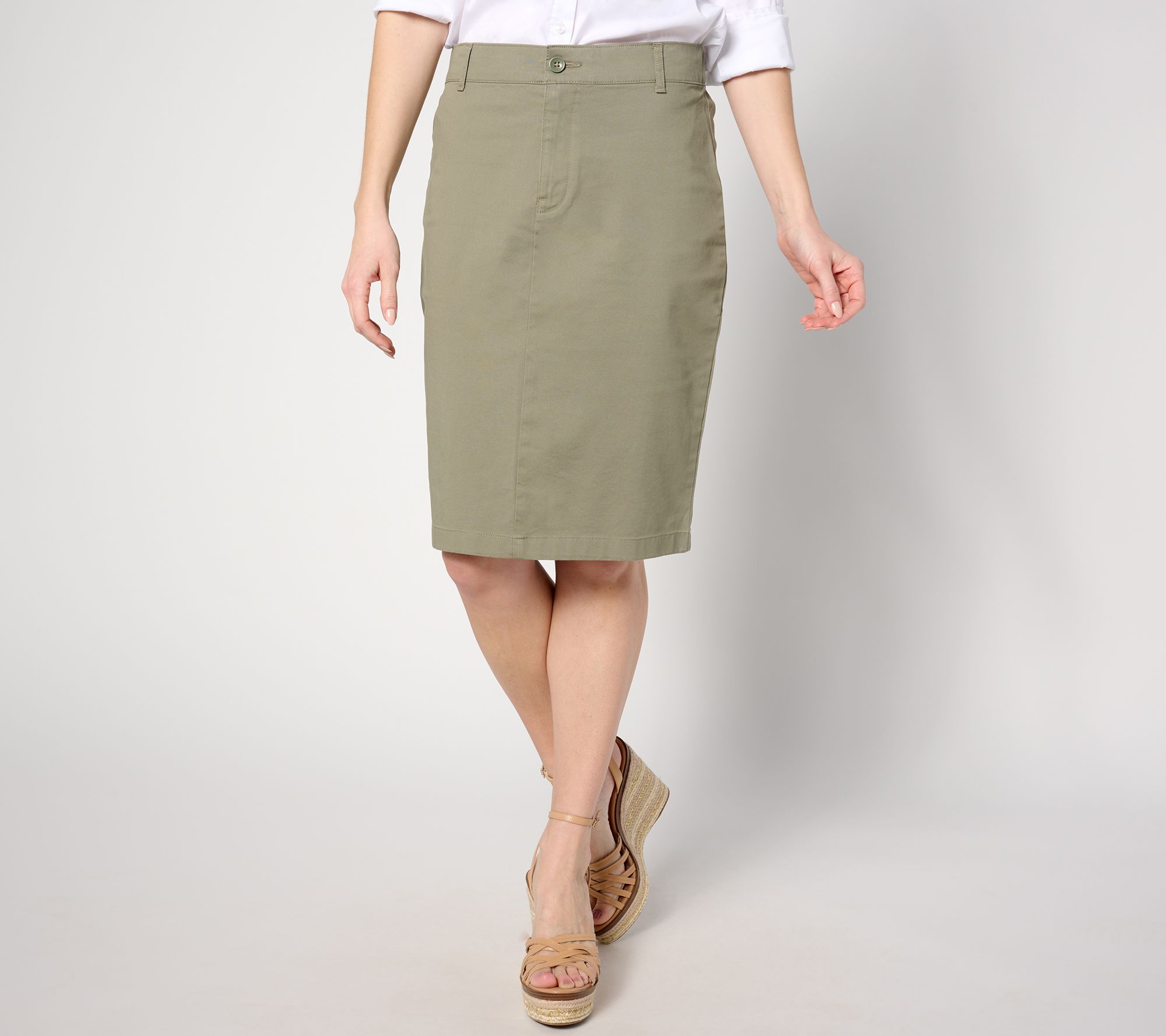 As Is Joan Rivers Signature Twill Petite Pencil Skirt QVC