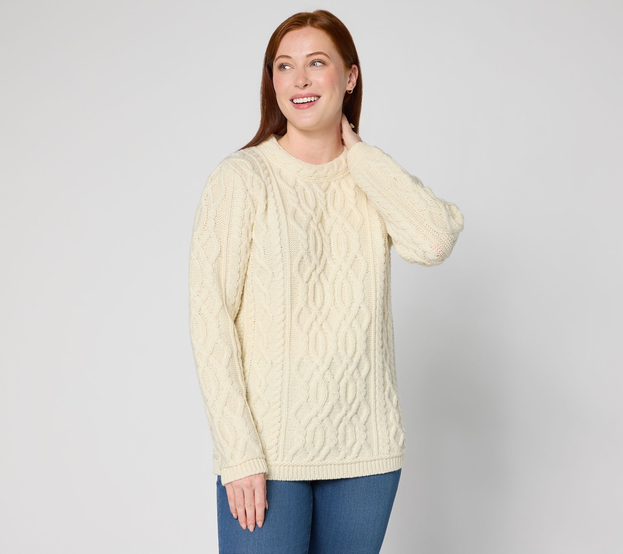Aran Crafts Merino Wool Crew Neck Pullover Sweater