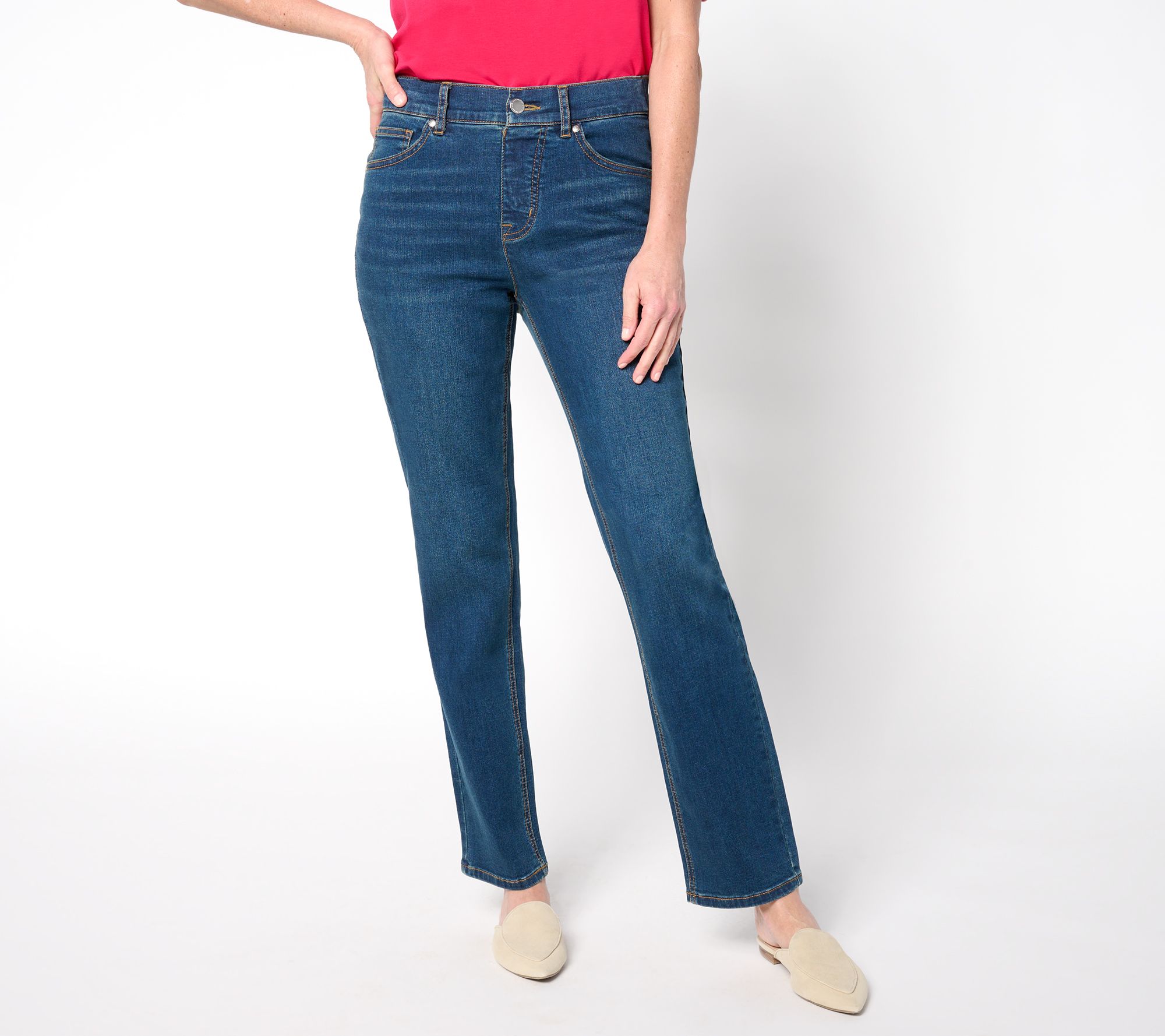 Isaac Mizrahi Live! Petite Indigo True Denim Straight Leg Ankle Jeans