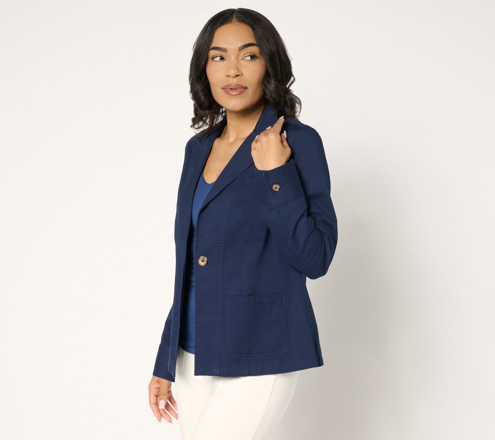 Joan Rivers Regular Signature Twill Cinched Back Blazer